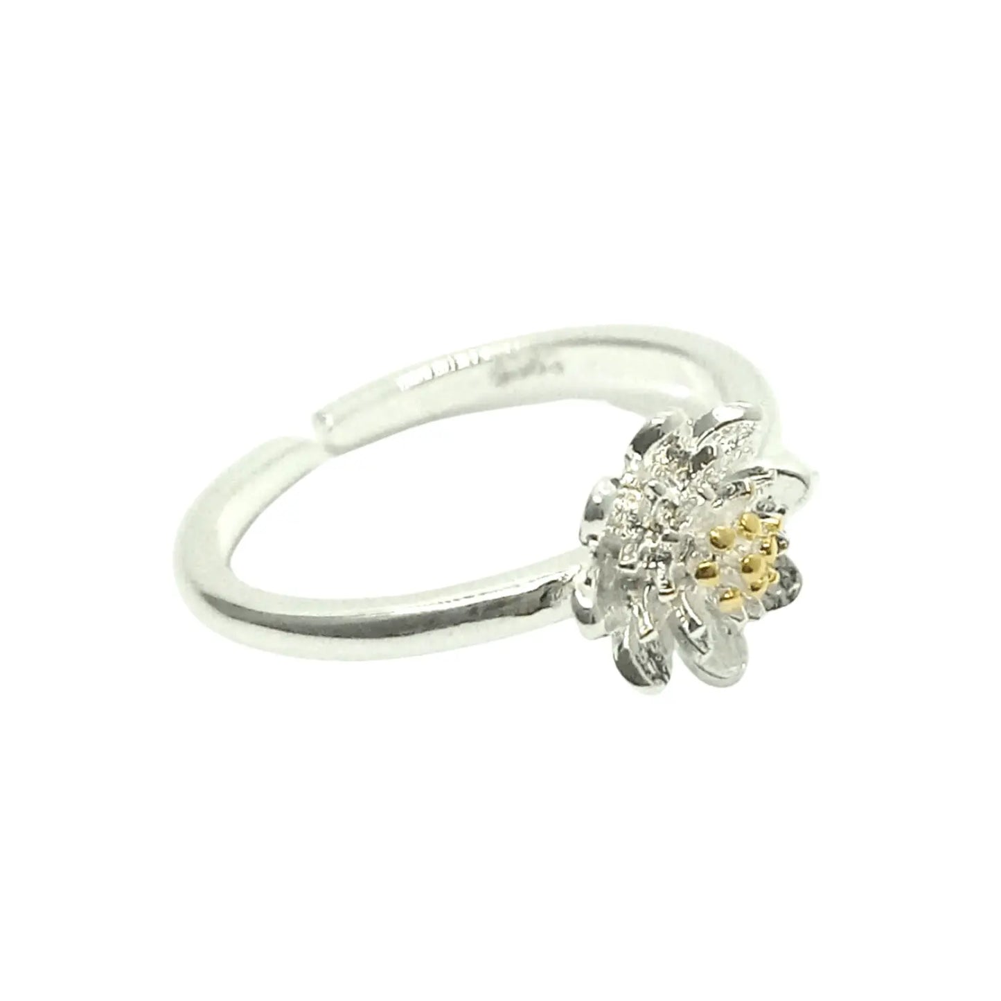 Anillo Ajustable Flor de Loto – Plata de Ley 925 - Bisutería Lola E