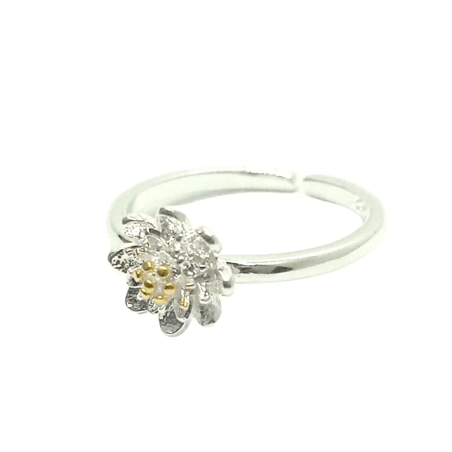 Anillo Ajustable Flor de Loto – Plata de Ley 925 - Bisutería Lola B