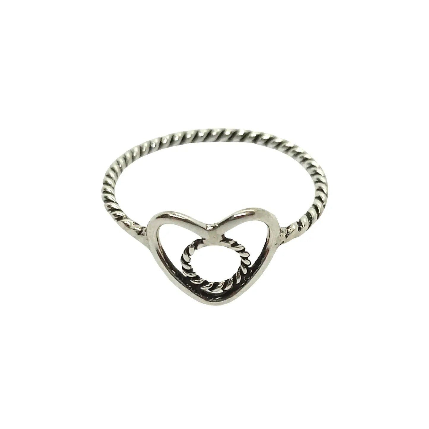 Anillo Entorchado Dije de Corazón - Plata de Ley 925 - Bisutería Lola A