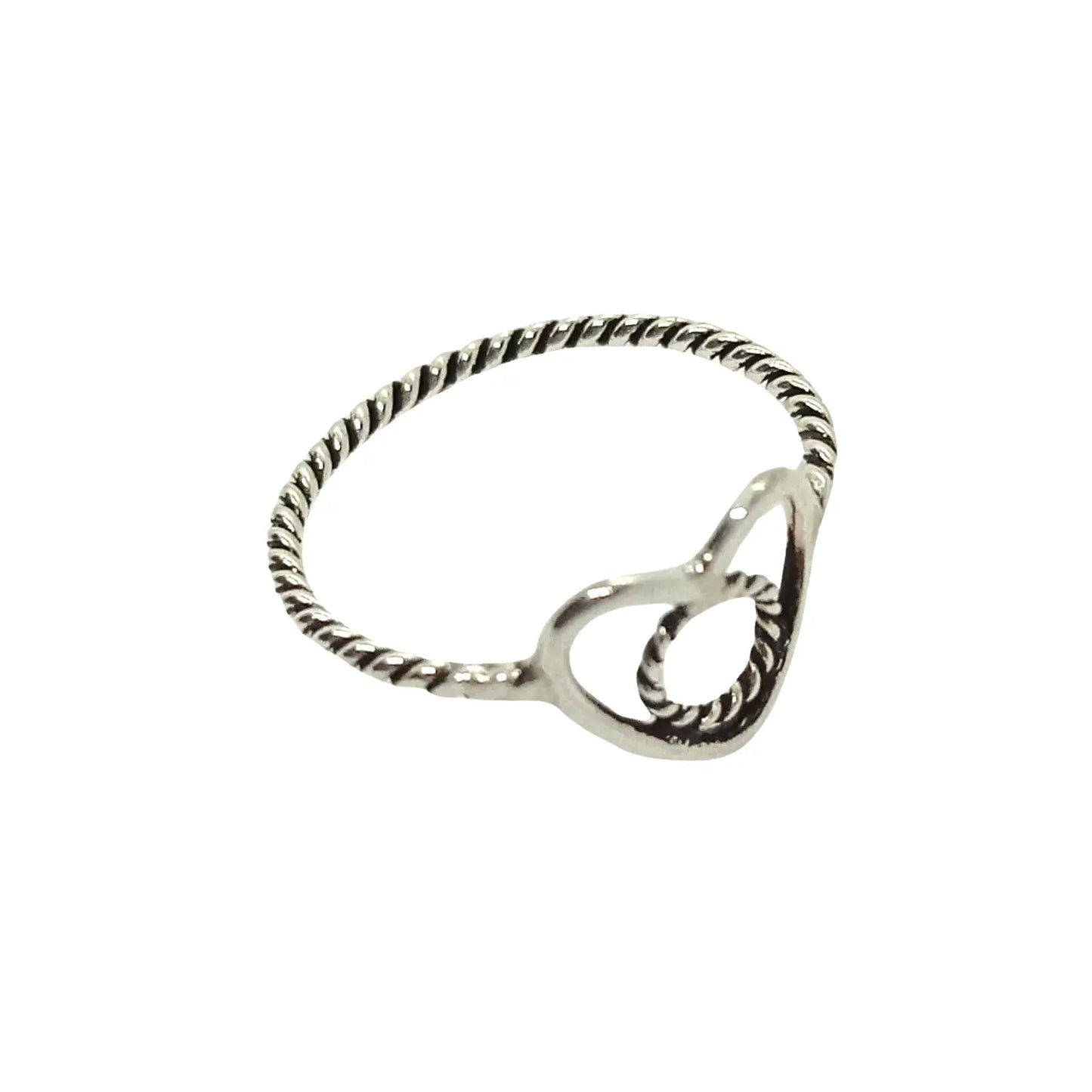 Anillo Entorchado Dije de Corazón - Plata de Ley 925 - Bisutería Lola B