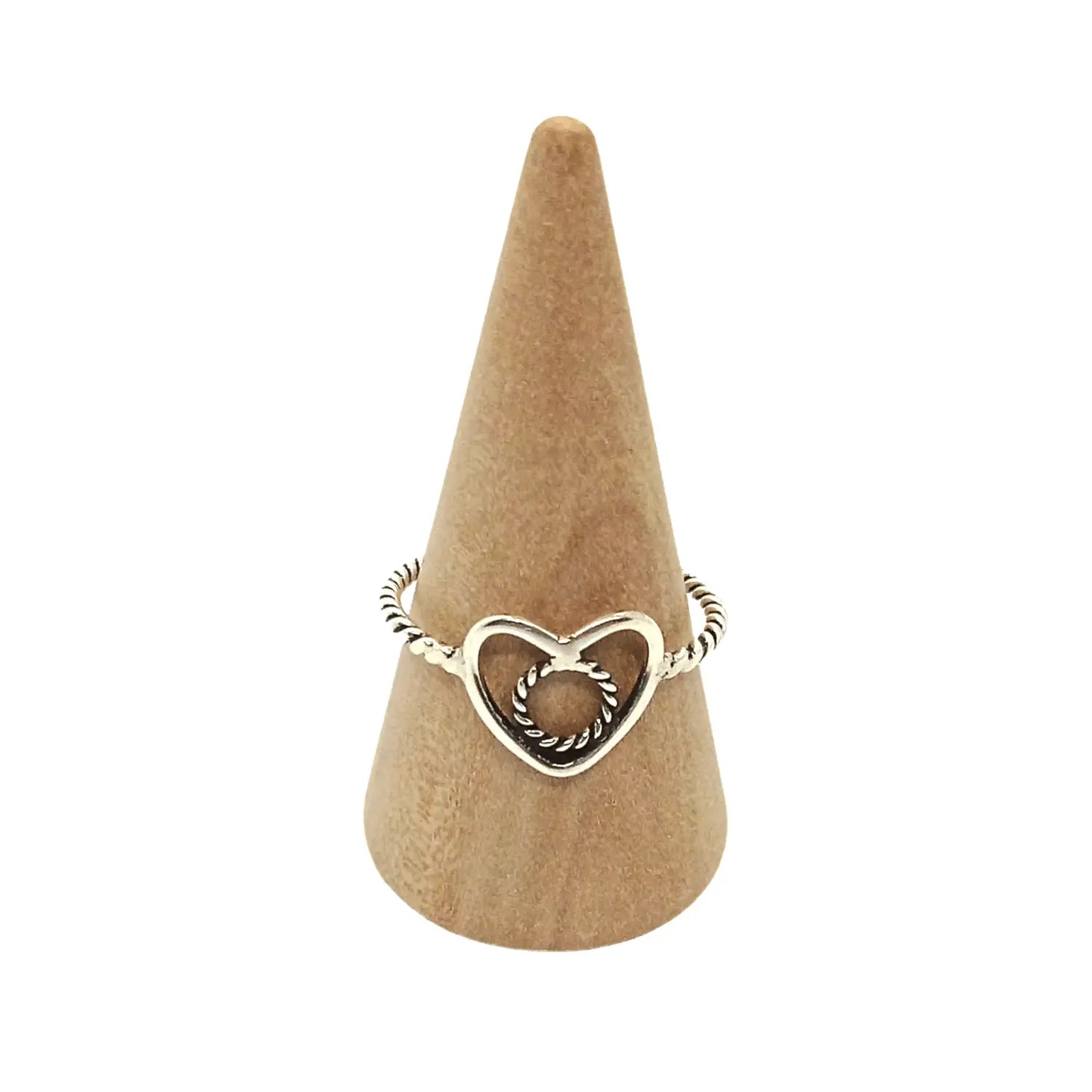 Anillo Entorchado Dije de Corazón - Plata de Ley 925 - Bisutería Lola C