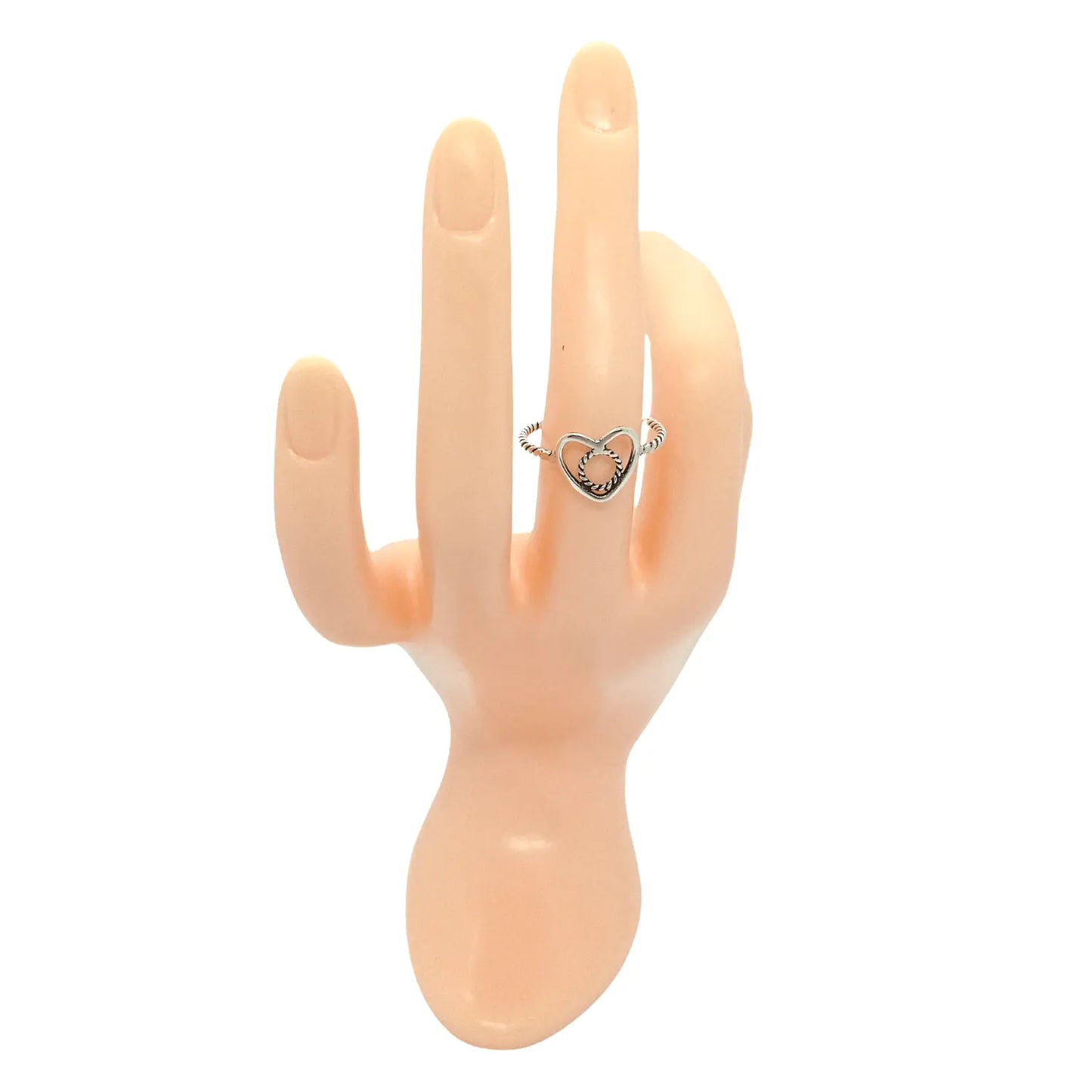 Anillo Entorchado Dije de Corazón - Plata de Ley 925 - Bisutería Lola D