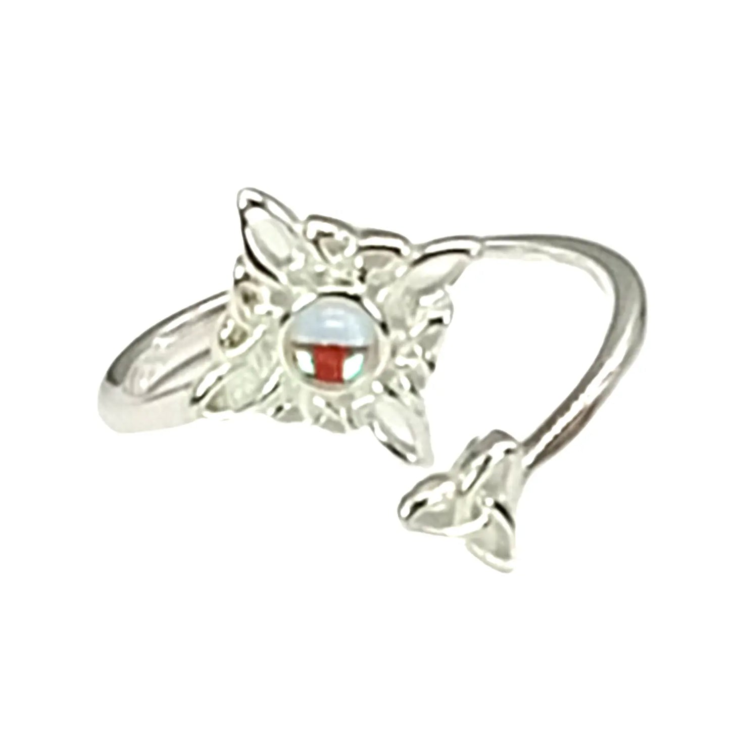 Anillo Nudo de Bruja Piedra Luna y Triqueta Plata Ajustable - Bisutería Lola B
