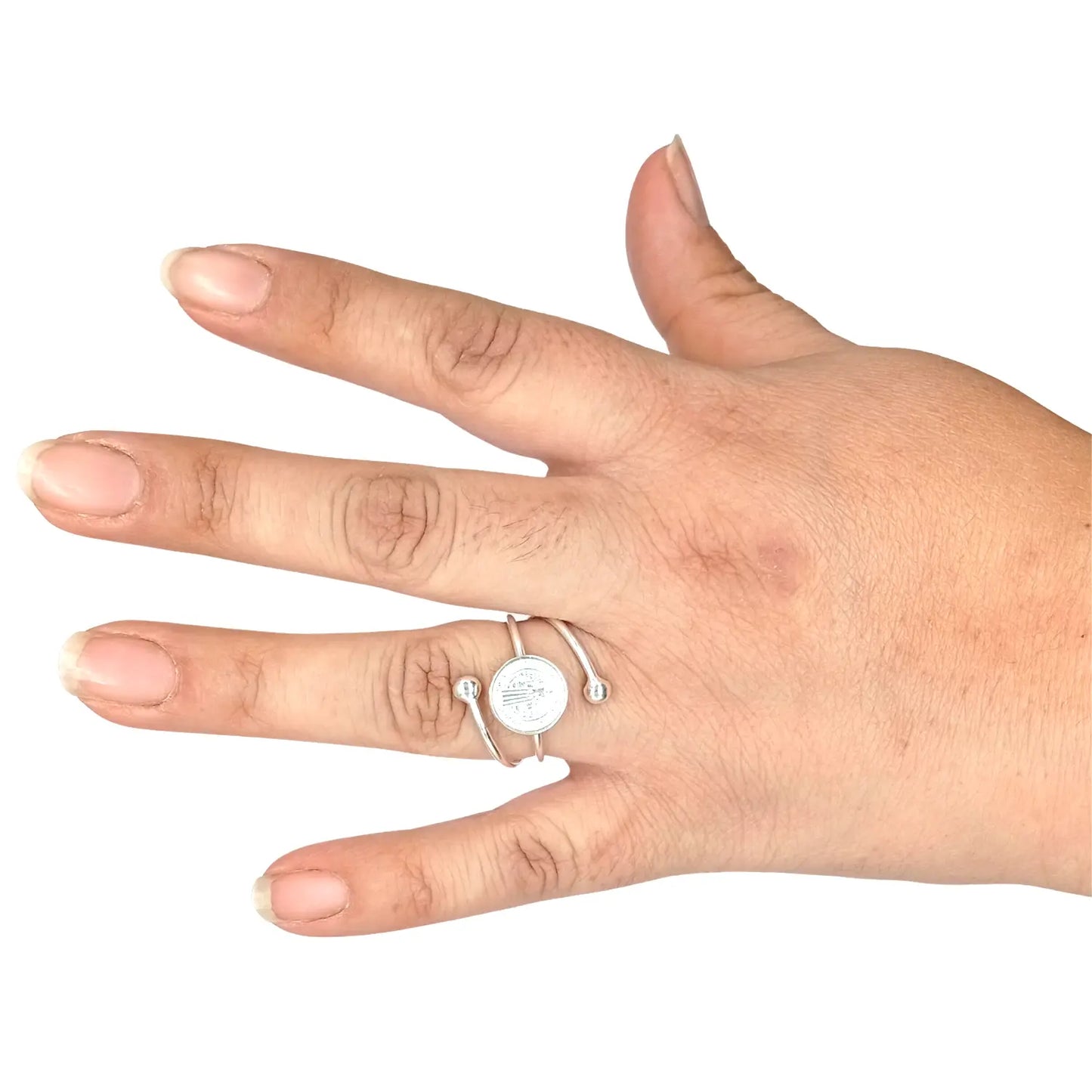 Anillo San Benito de Plata Ajustable Amuleto de Protección - Bisutería Lola C