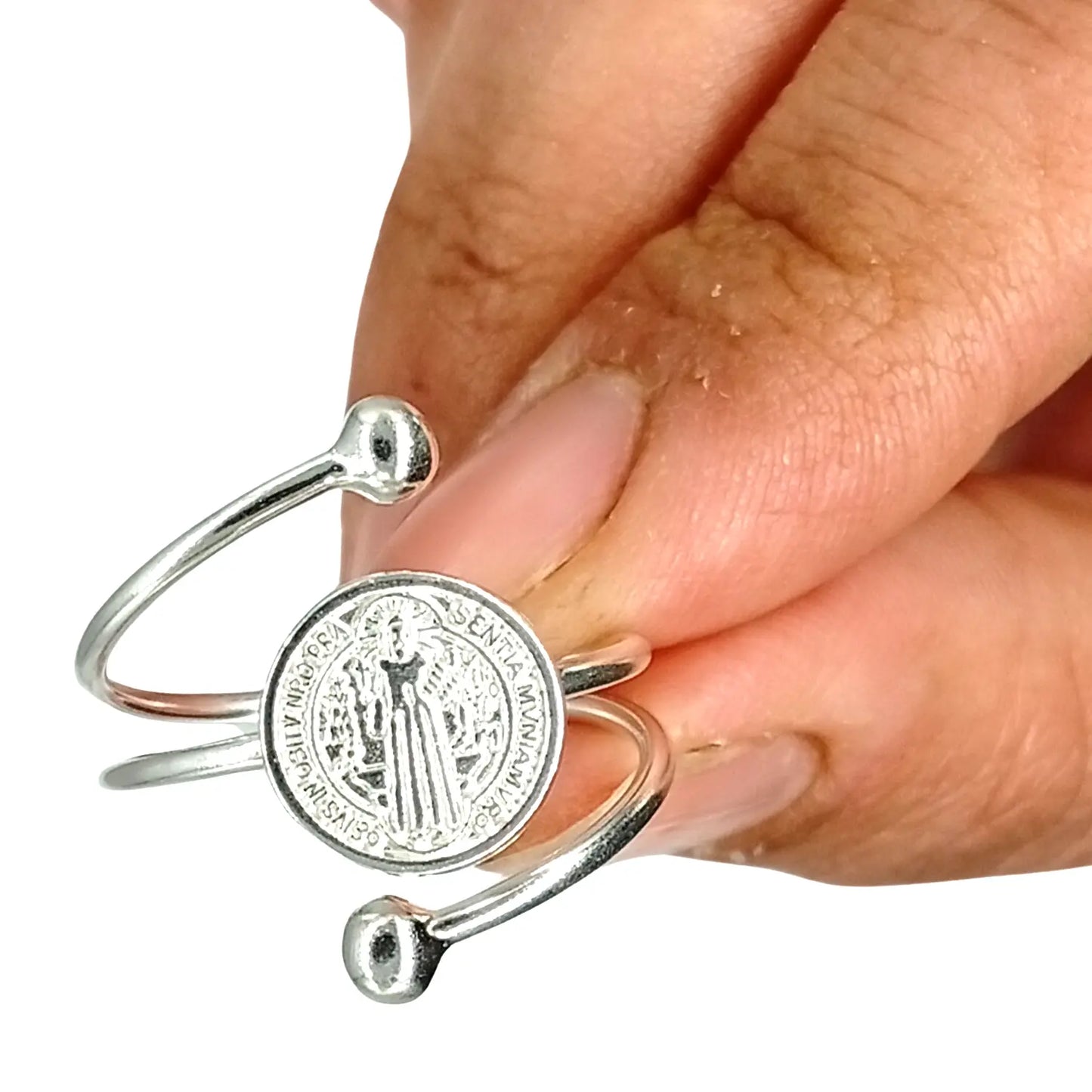 Anillo San Benito de Plata Ajustable Amuleto de Protección - Bisutería Lola B
