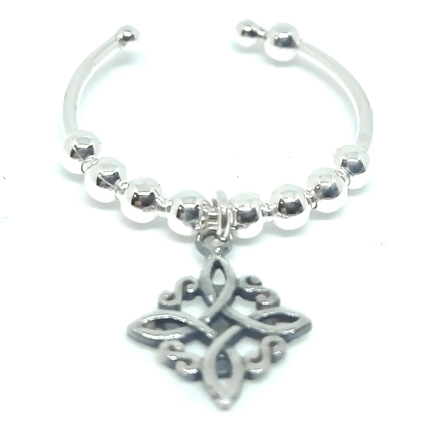 Anillo Antiestrés Nudo de Bruja de Plata Ajustable - Bisutería Lola B