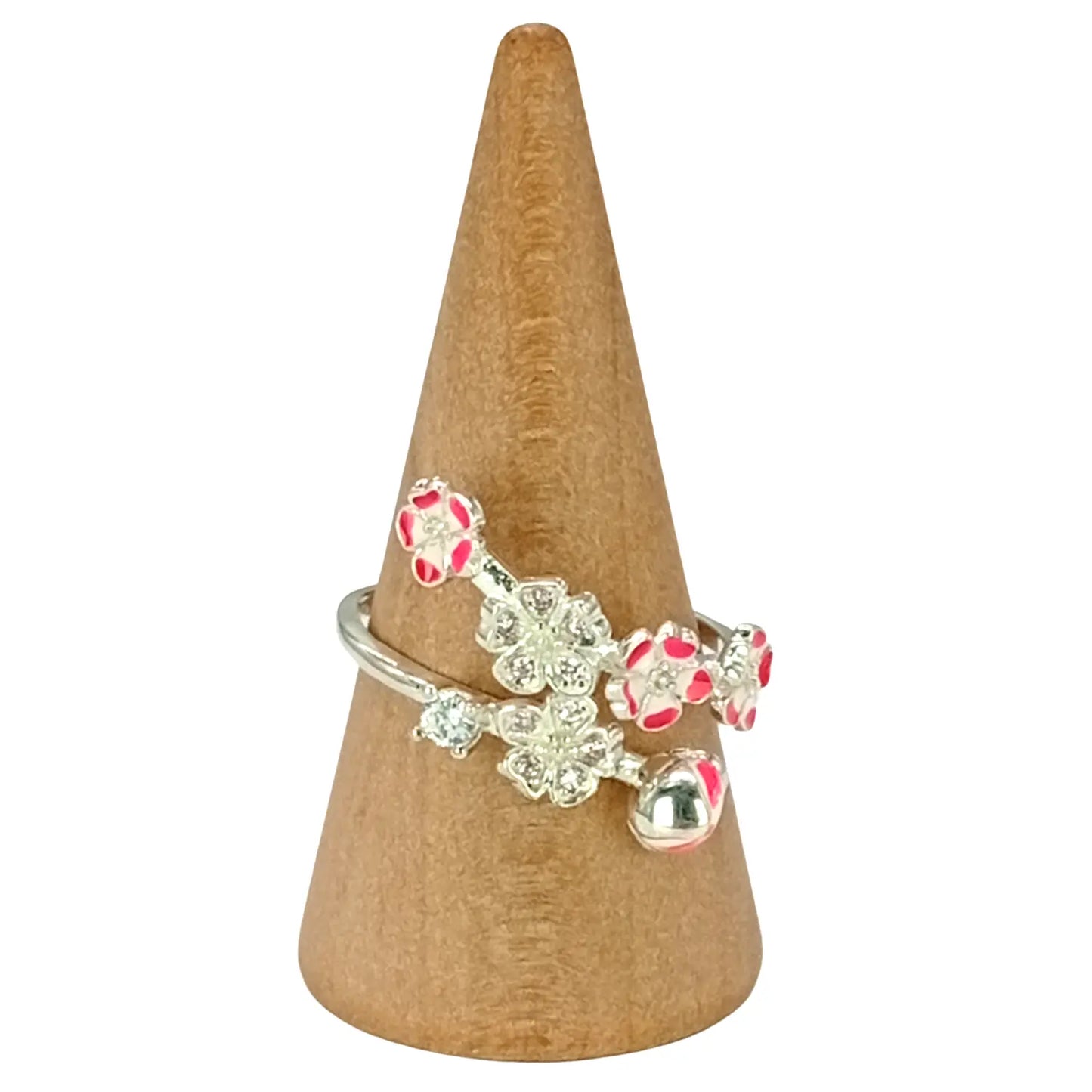 Anillo Flor Durazno Plata Ajustable Contra Malas Energías - Bisutería Lola A