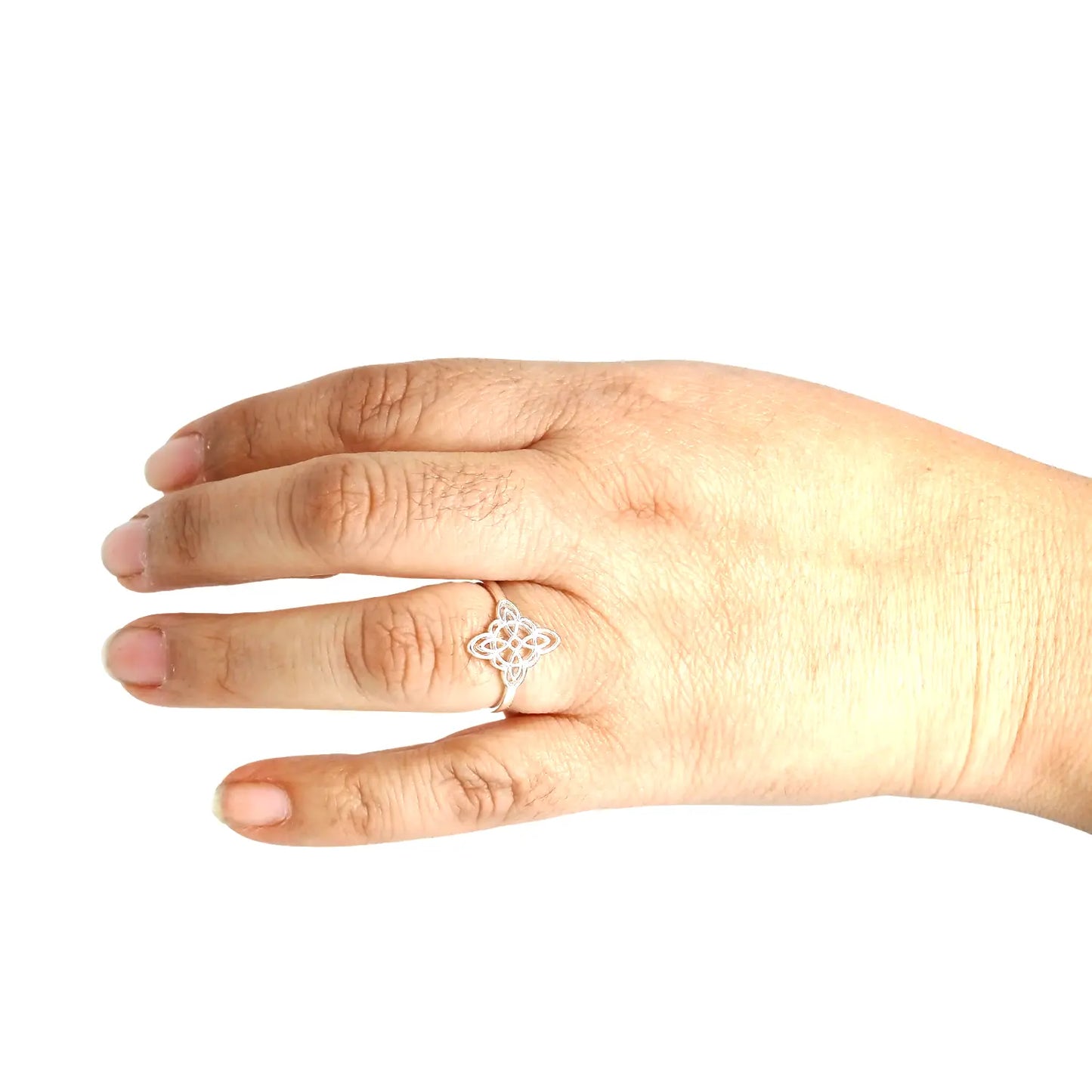 Anillo Nudo de Bruja Plata Ajustable Encanto Wicca - Bisutería Lola C