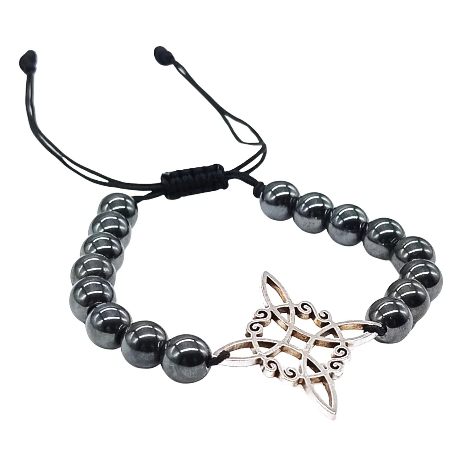 Pulsera Nudo de Bruja Piedra Hematita Ajustable - Bisutería Lola C