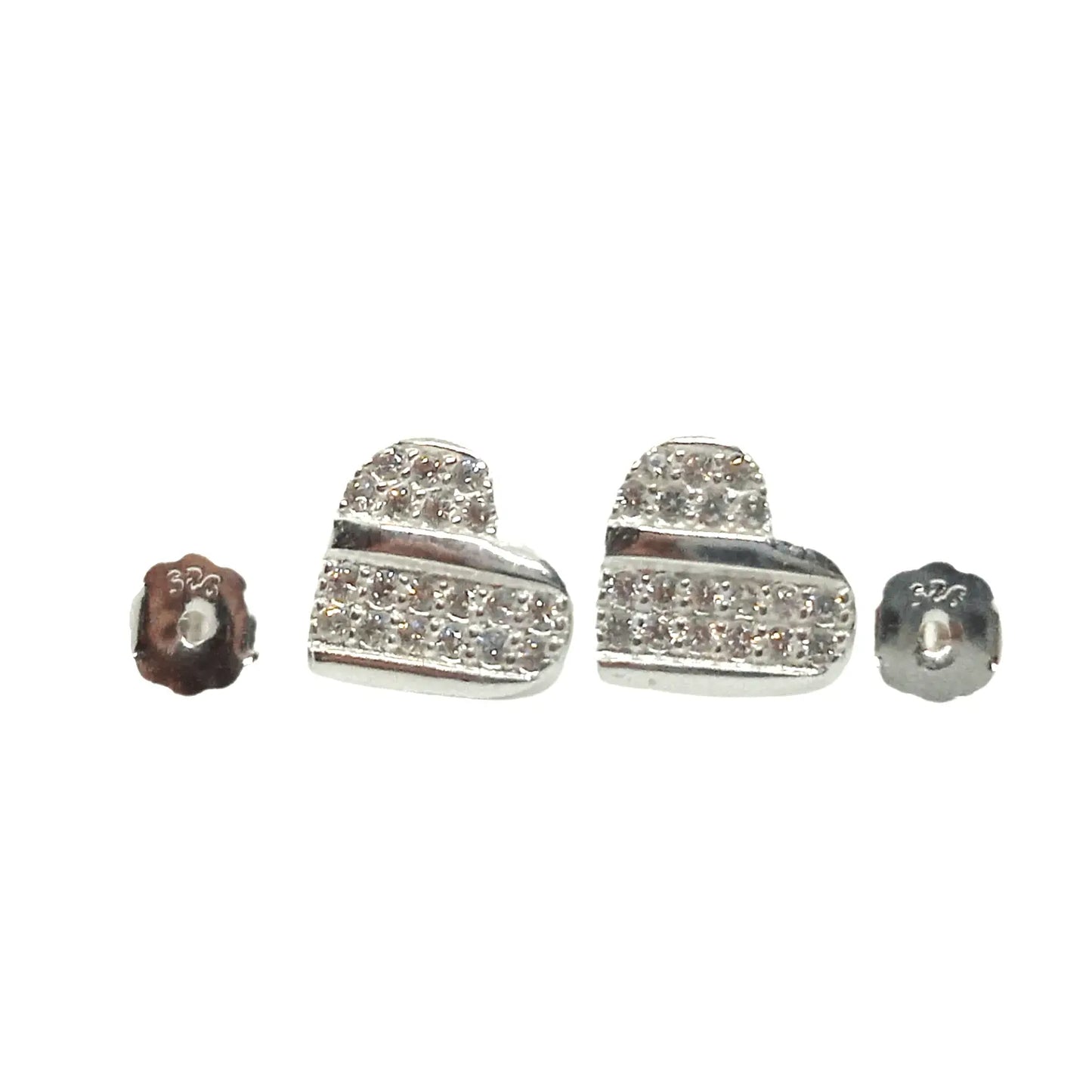Aros Corazón con Zircones – Plata de Ley 925 - Bisutería Lola A