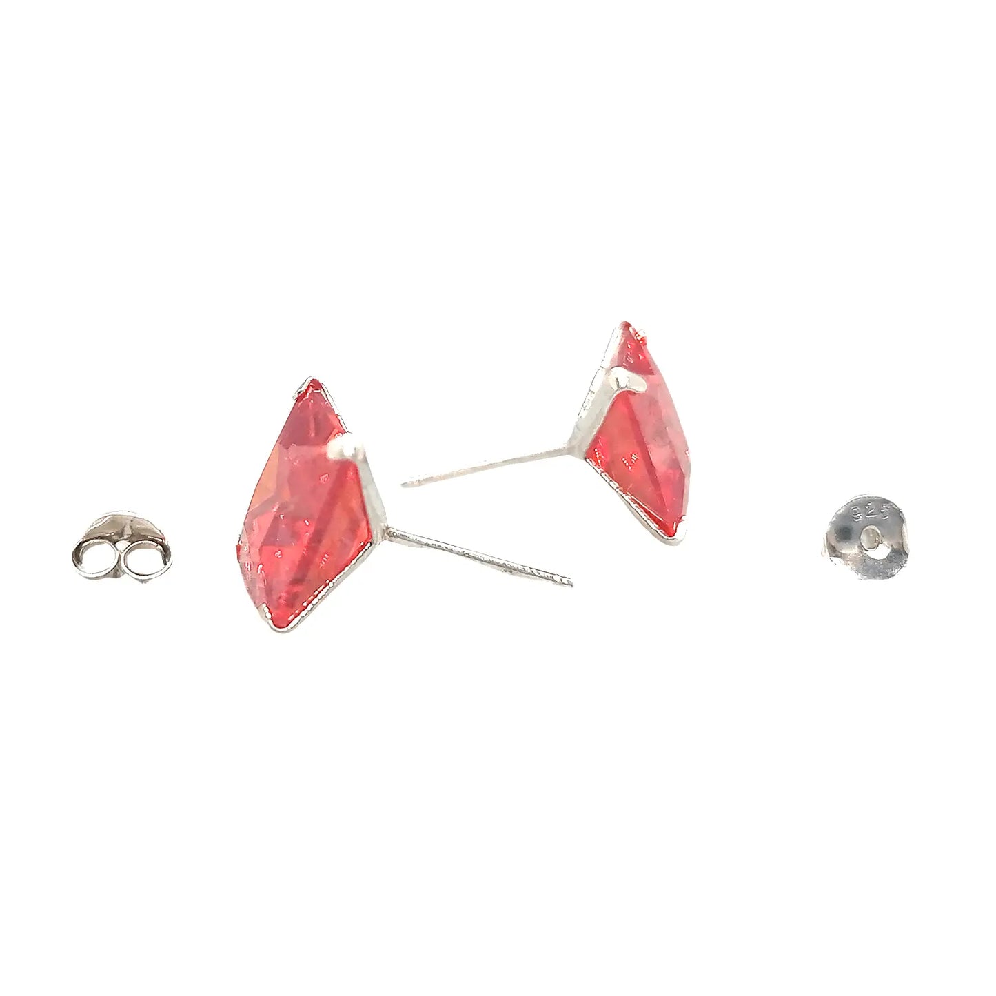 Aros Cuadrados de Zircón Rojo – Plata Italiana 925