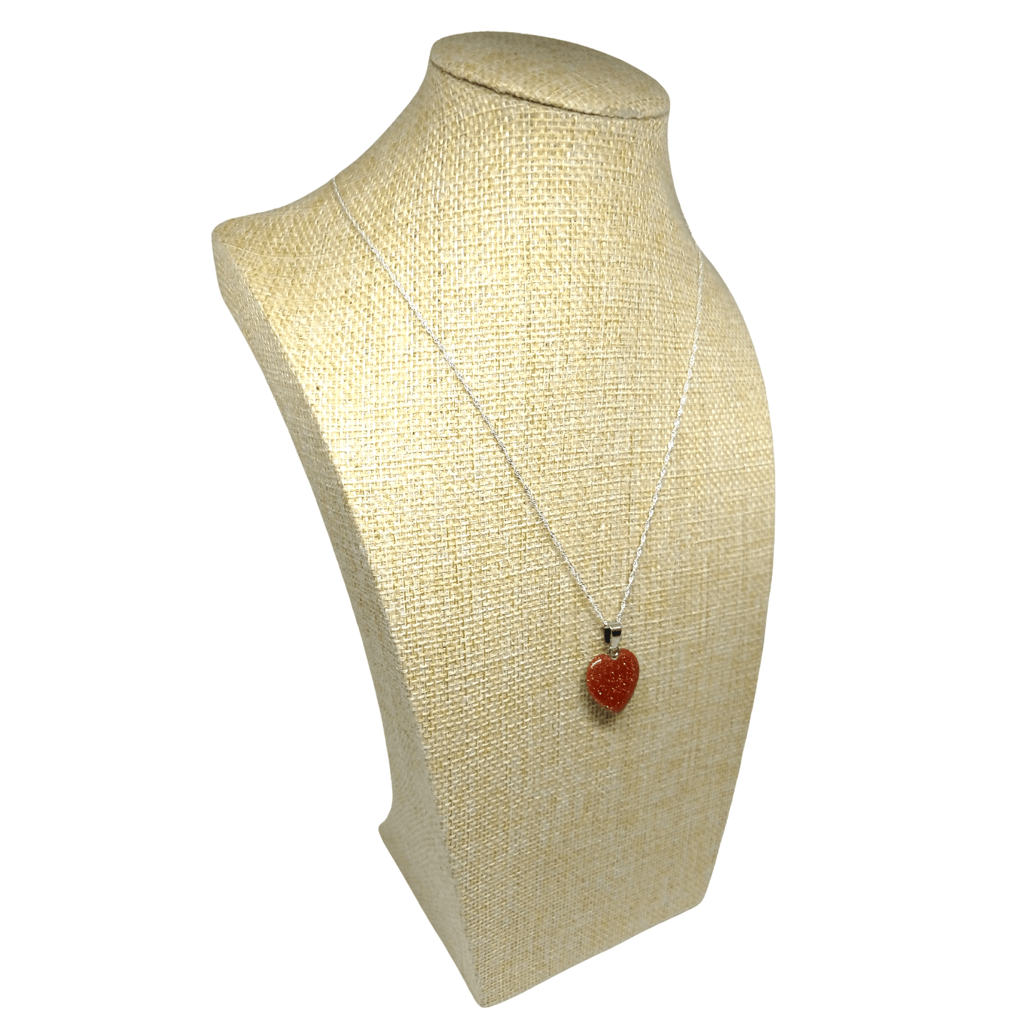 Collar Corazón Piedra Natural Arena Dorada con Cadena de Plata - Bisutería Lola B