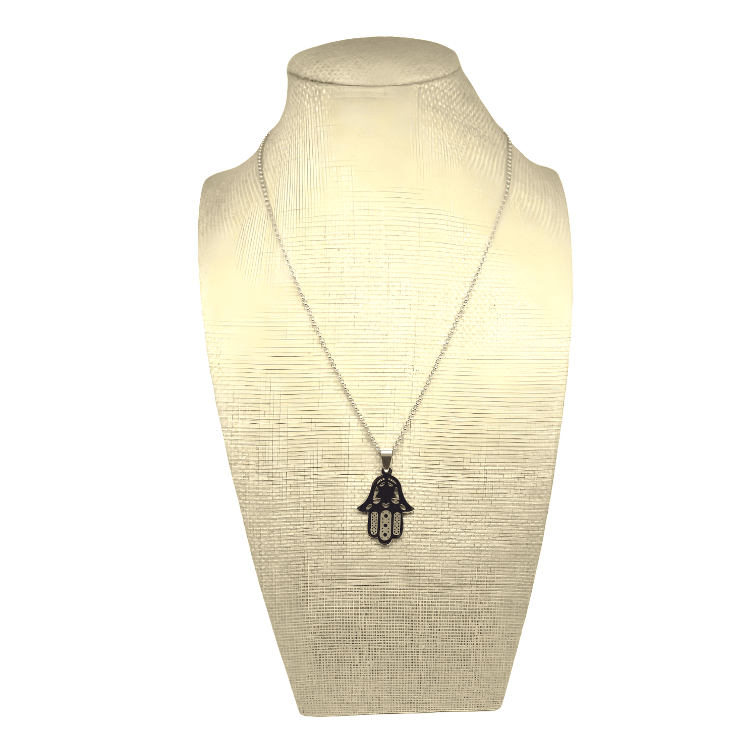 Collar de Acero Inoxidable con Dije Mano de Fátima con estrella - Bisutería Lola B