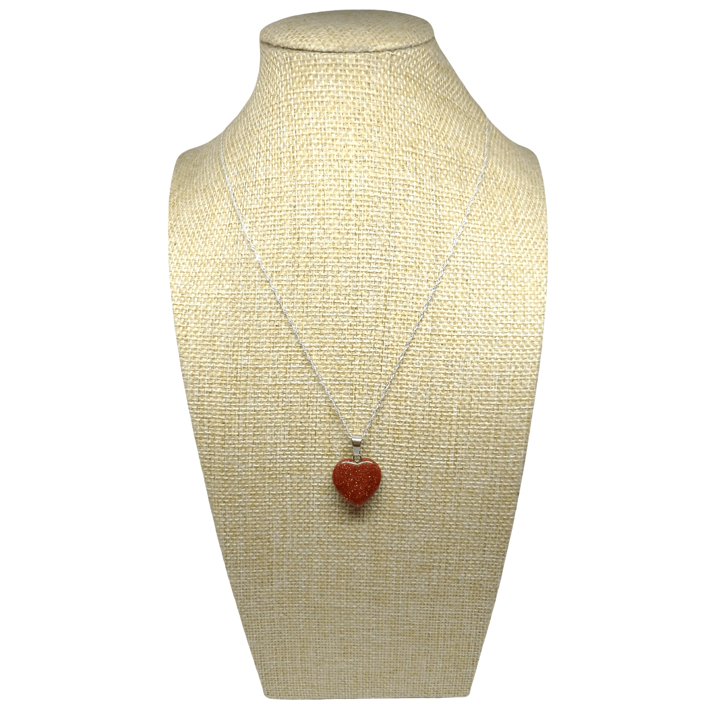 Collar Corazón Piedra Natural Arena Dorada con Cadena de Plata - Bisutería Lola C