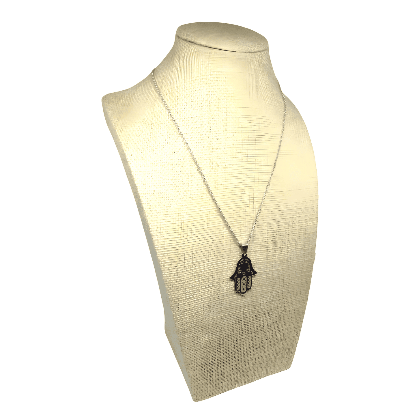 Collar de Acero Inoxidable con Dije Mano de Fátima con estrella - Bisutería Lola C