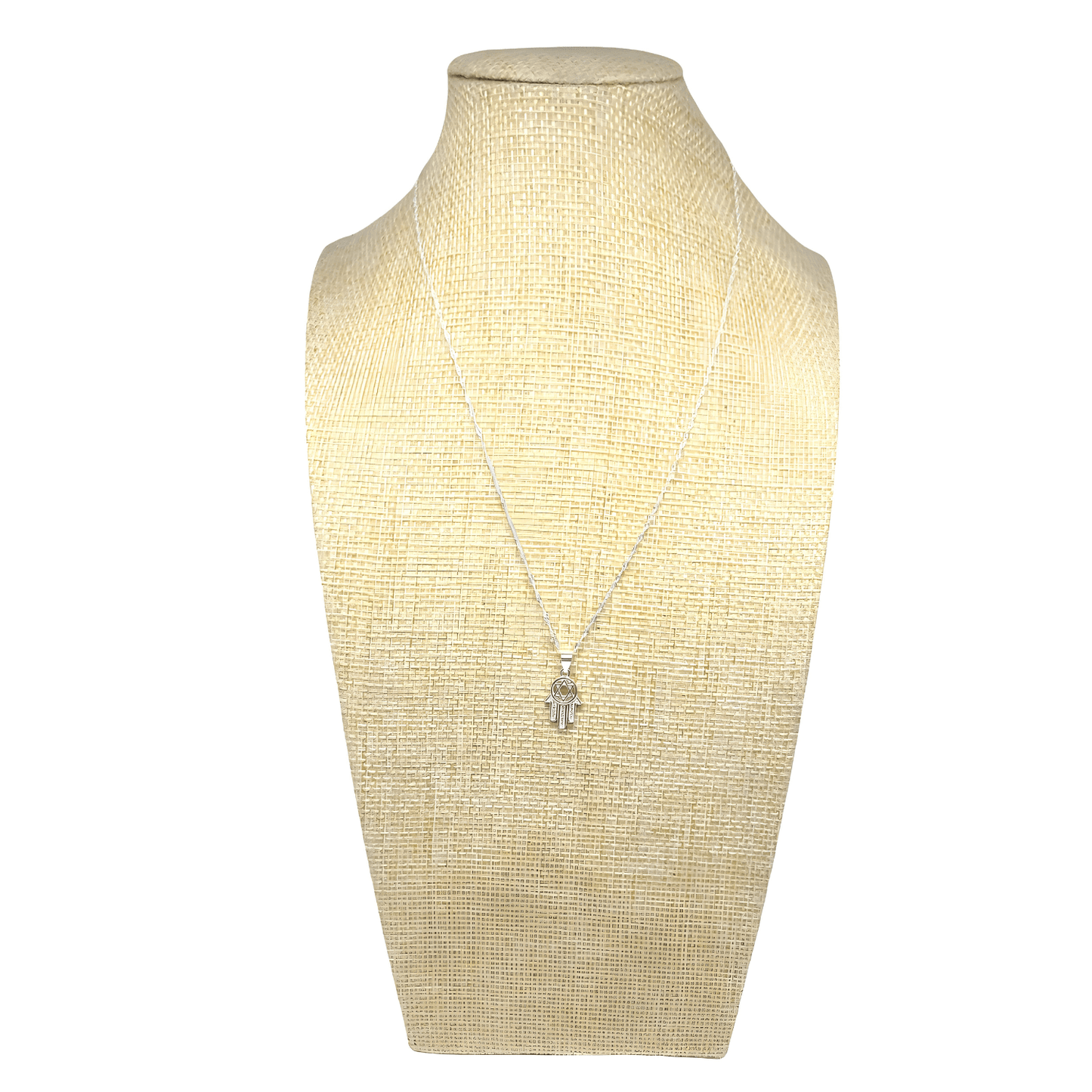 Collar de Protección Dije Mano de Fátima con Estrella de David de Plata - Bisutería Lola C