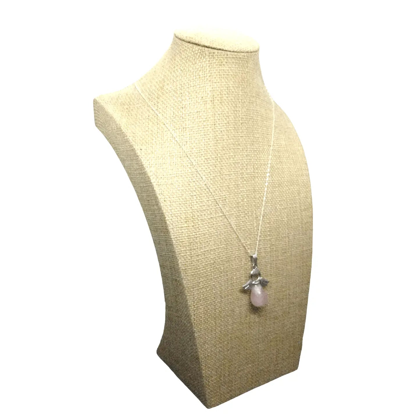 Colgante Ángel de la Guarda Cuarzo Rosa – Cadena de Plata Italiana 925 - Bisutería Lola B