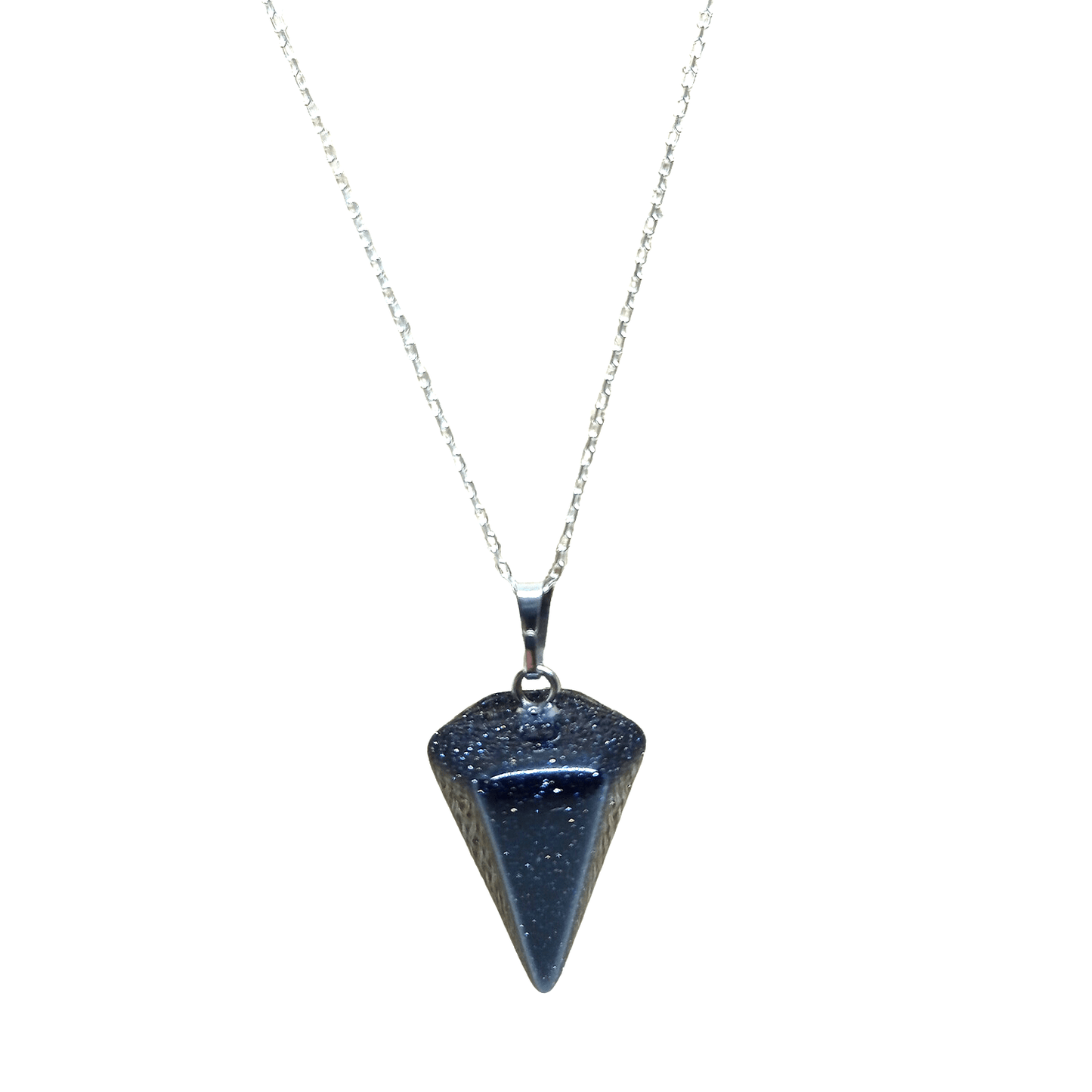 Colgante Péndulo Piedra de Estrella Azul - Cadena de Plata Italiana 925 - Bisutería Lola A