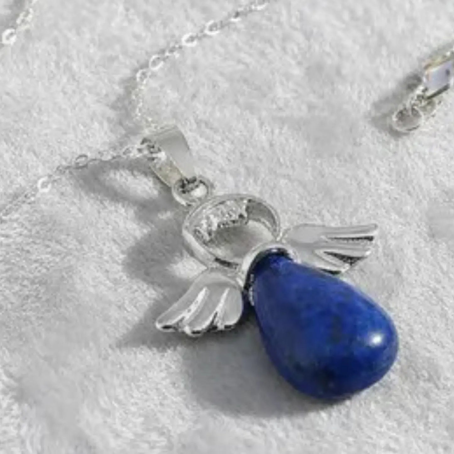 Colgante Ángel de la Guarda Lapislázuli – Cadena de Plata Italiana 925 - Bisutería Lola H