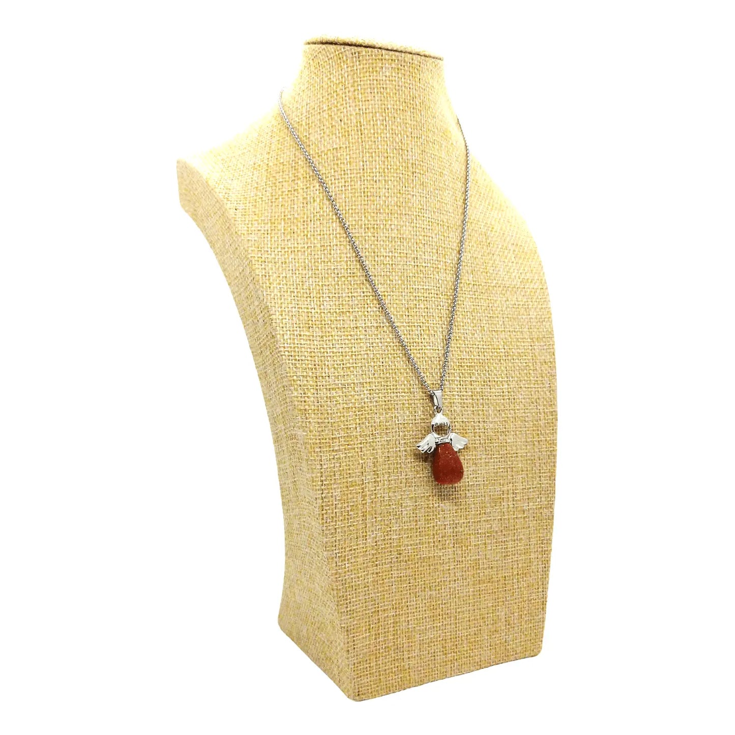 Collar Dije de la Guarda Piedra de Arena Dorada con Cadena de Acero Inoxidable - Bisutería Lola B