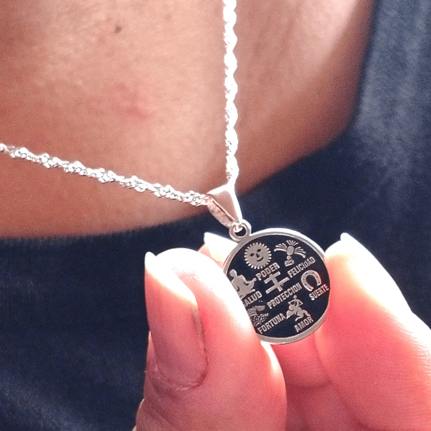 Collar 7 Poderes Amuleto de Plata – Abre Caminos - Bisutería Lola C