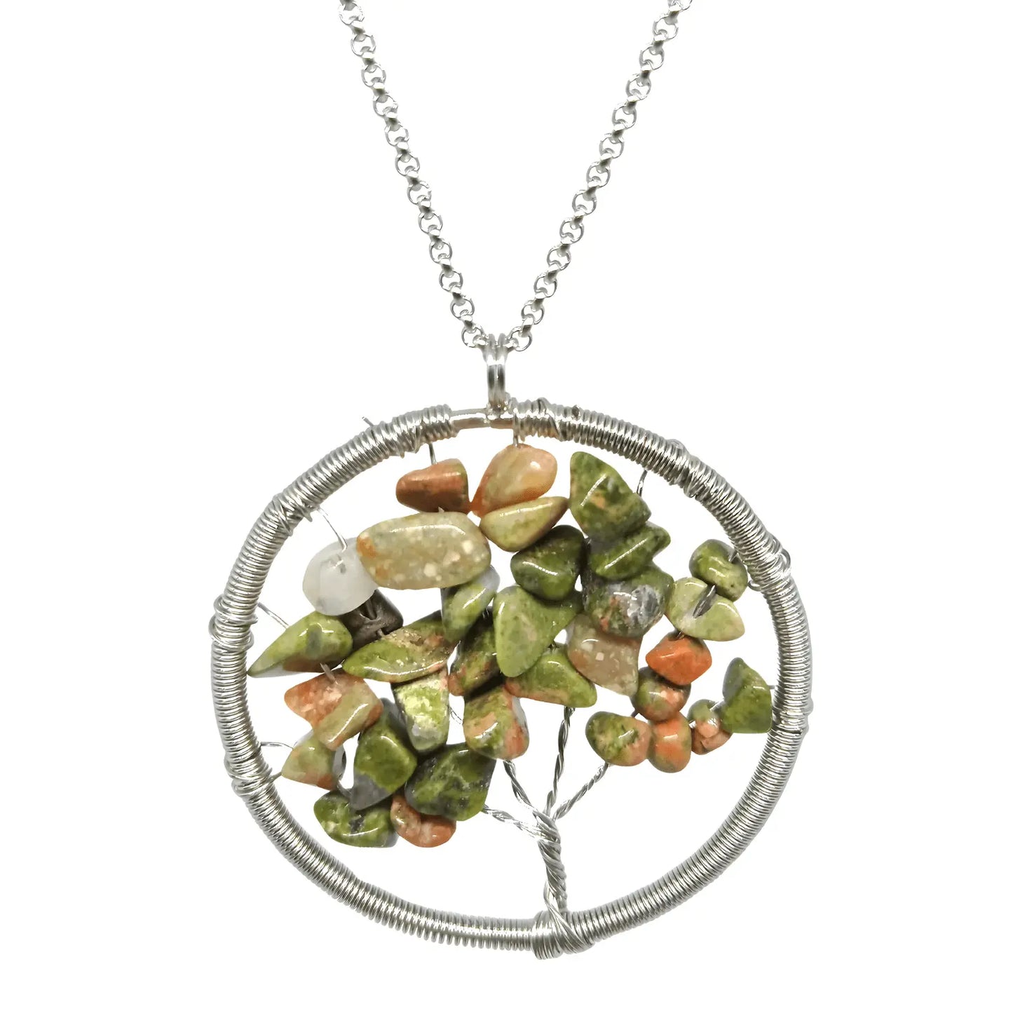 Collar Colgante Árbol de la Vida Unakita Piedra Natural Original - Bisutería Lola A