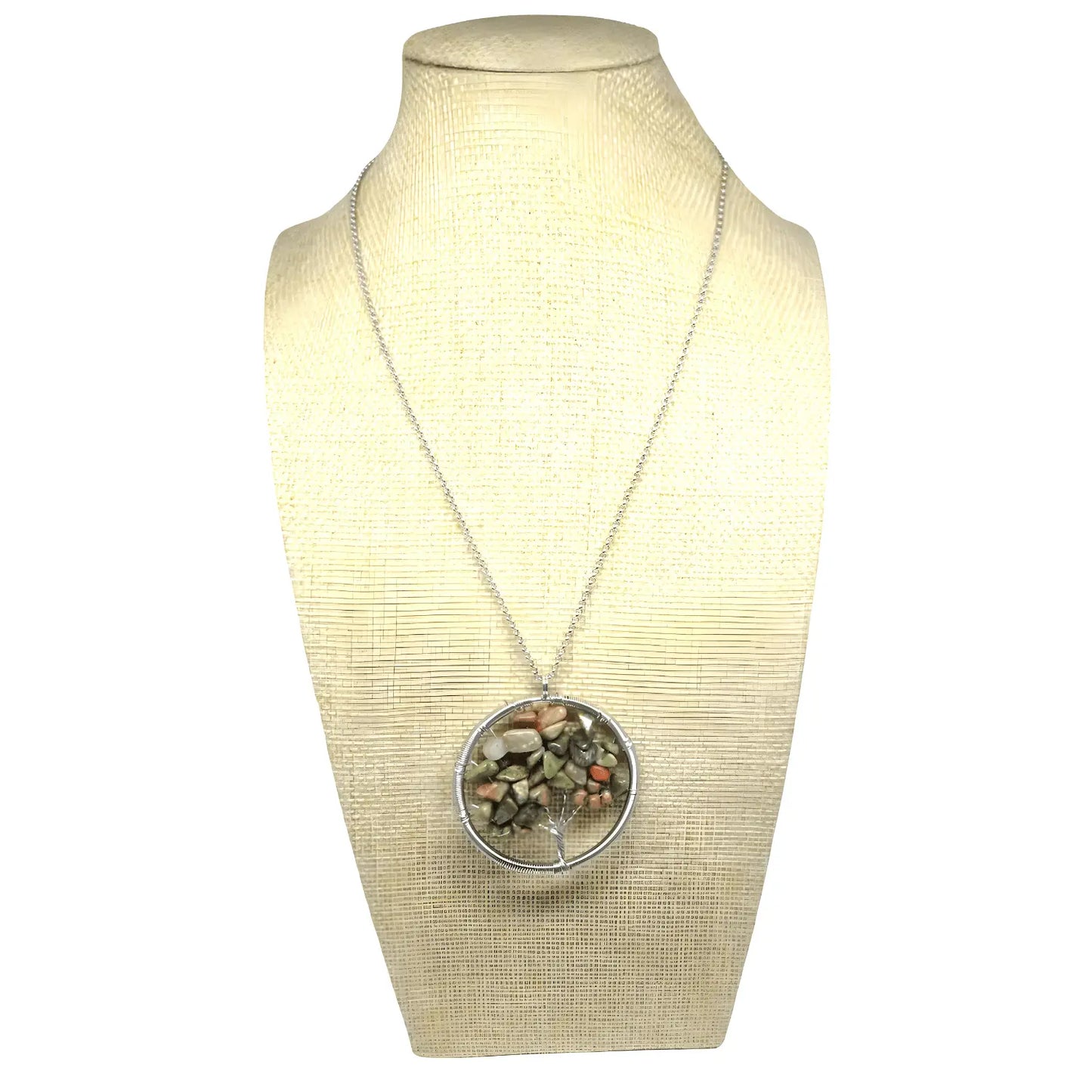 Collar Colgante Árbol de la Vida Unakita Piedra Natural Original - Bisutería Lola B