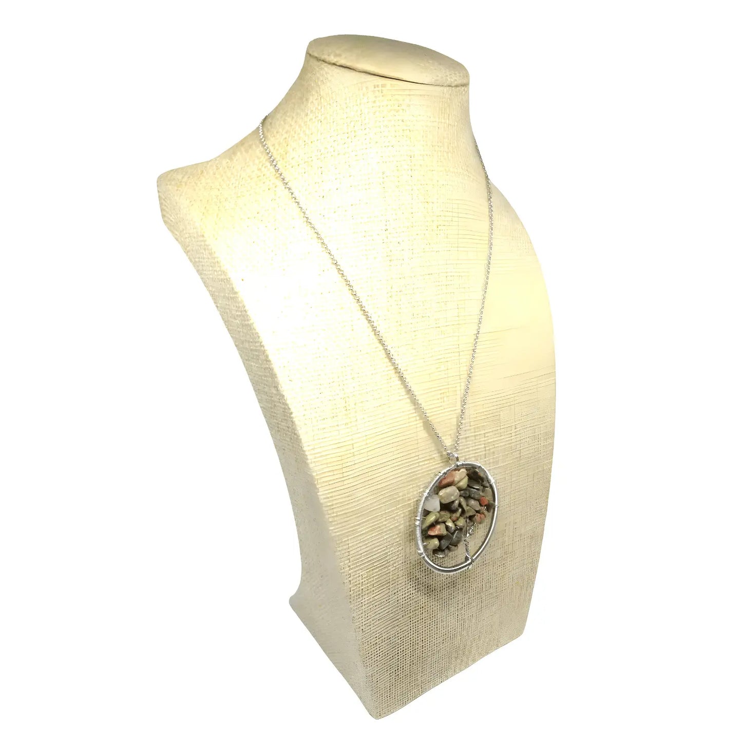Collar Colgante Árbol de la Vida Unakita Piedra Natural Original - Bisutería Lola C