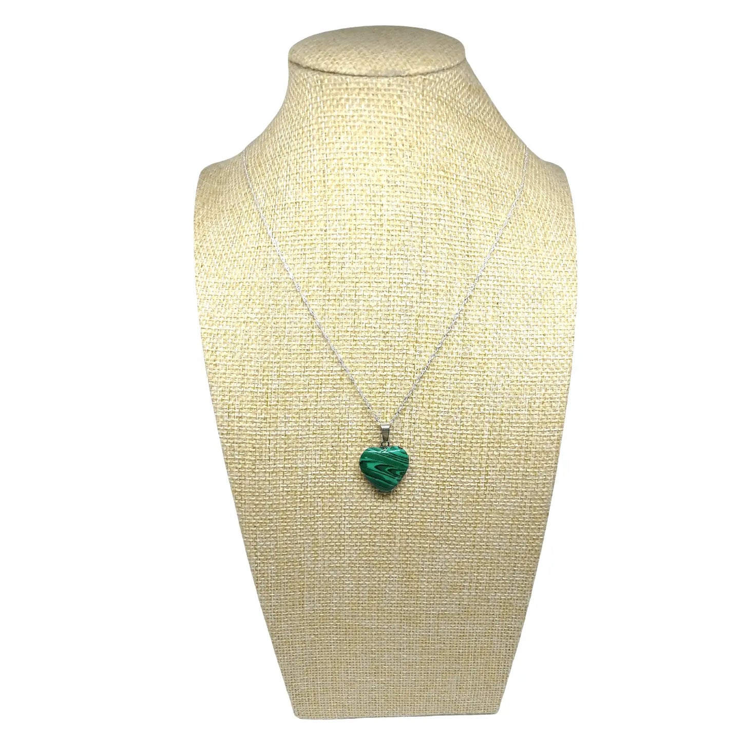 Collar Corazón Piedra Natural Malaquita con Cadena de Plata - Bisutería Lola 2