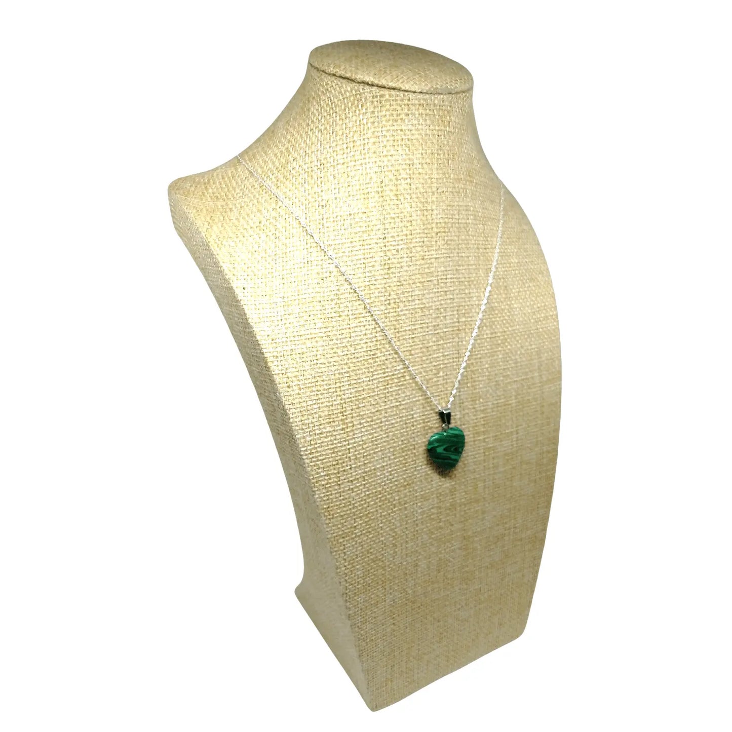 Collar Corazón Piedra Natural Malaquita con Cadena de Plata - Bisutería Lola 3