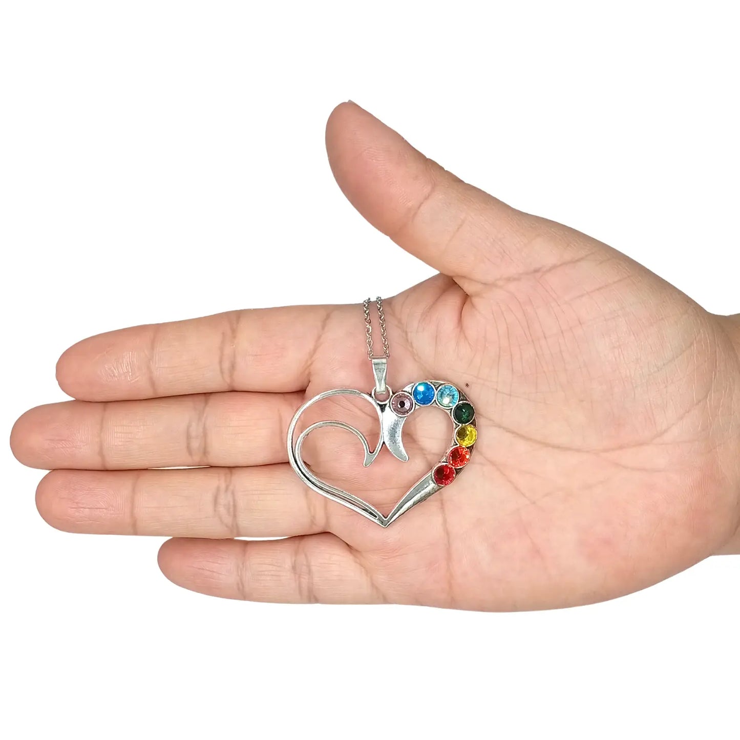 Collar Corazón de Acero 7 Chakras Protección y Amor - Bisutería Lola B