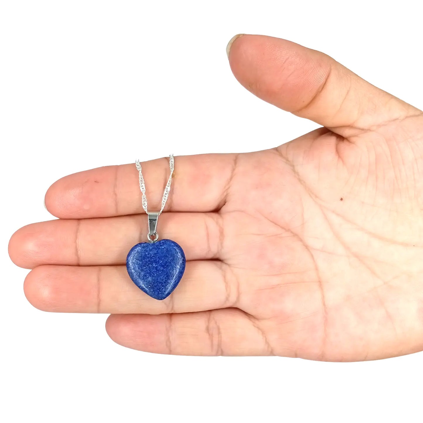 Collar Corazón de Lapislázuli Original con Cadena de Plata - Bisutería Lola B