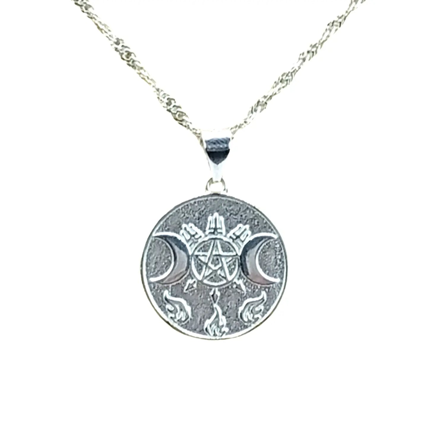 Collar Diosa Hécate Triple Luna Plata Amuleto de Protección - Bisutería Lola A