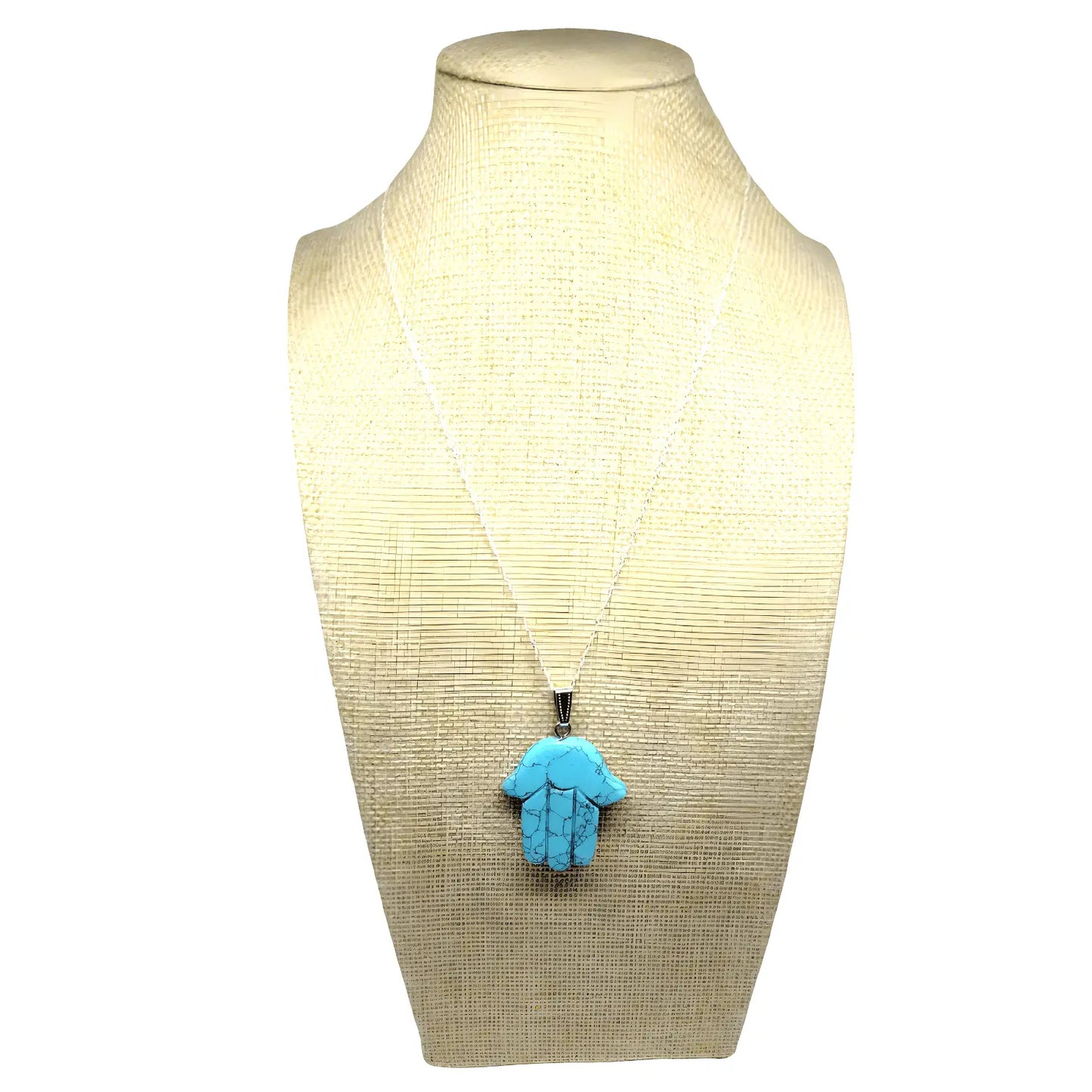 Collar Mano de Fátima Turquesa con Cadena de Plata - Bisutería Lola B
