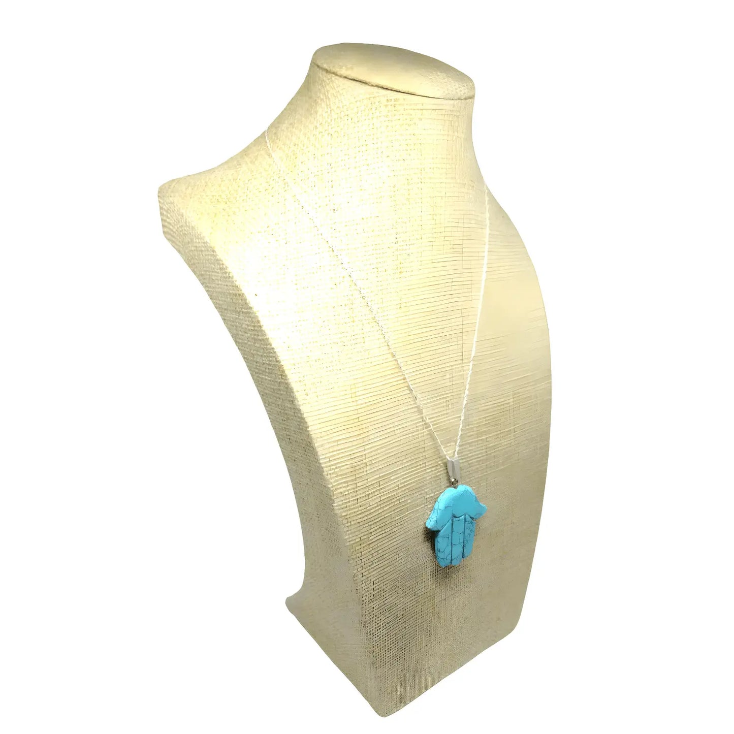 Collar Mano de Fátima Turquesa con Cadena de Plata - Bisutería Lola C
