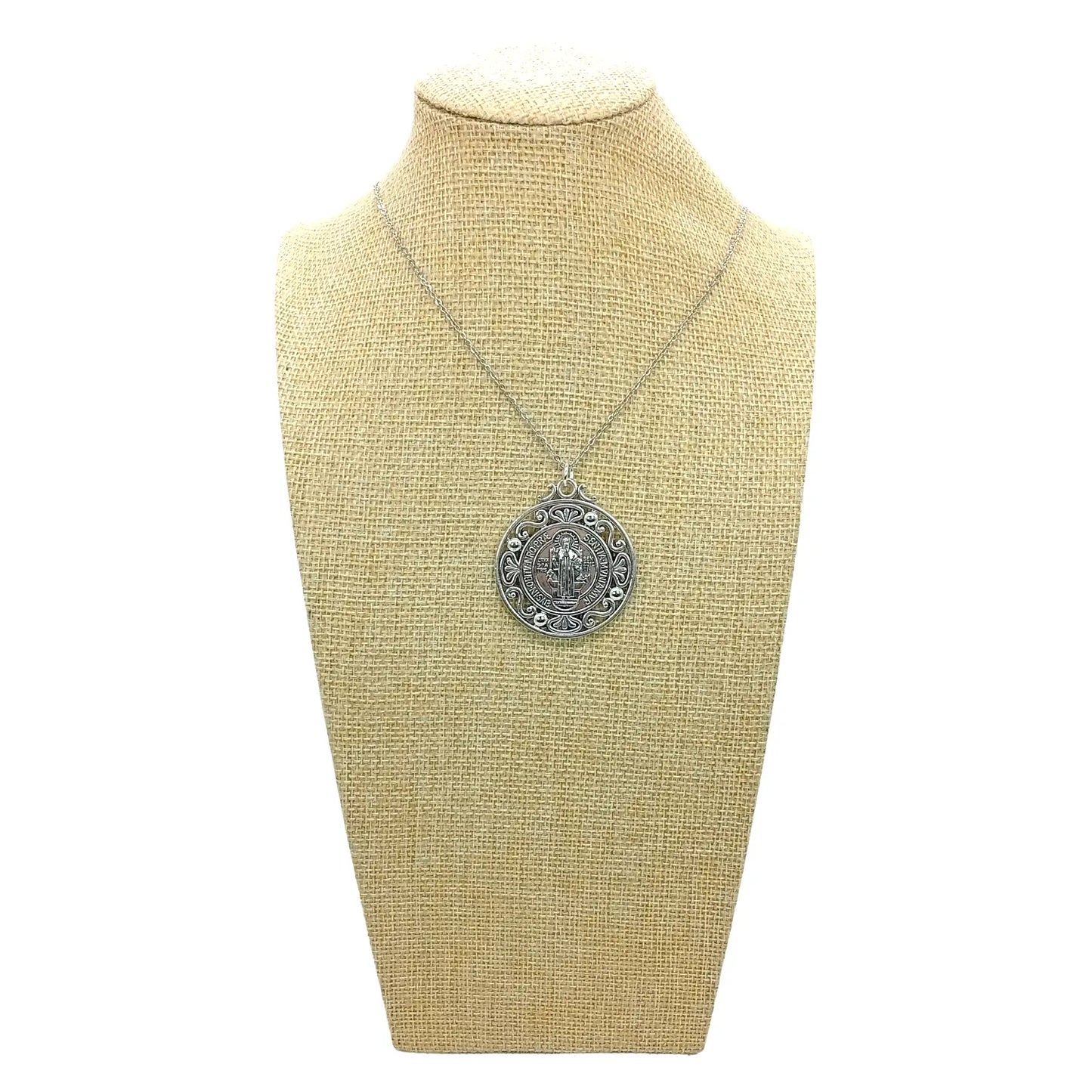 Collar Medalla San Benito de Acero Escudo Espiritual 45 X 40 mms - Bisutería Lola H