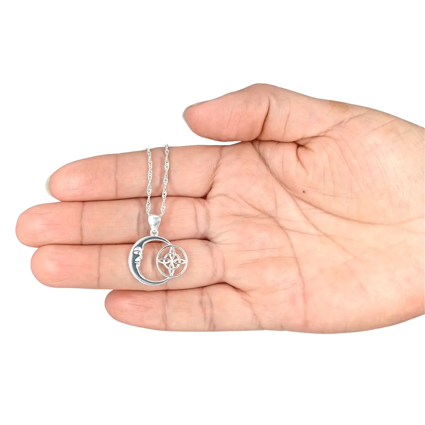 Collar Nudo de Bruja Media Luna de Plata Energía Mágica - Bisutería Lola B