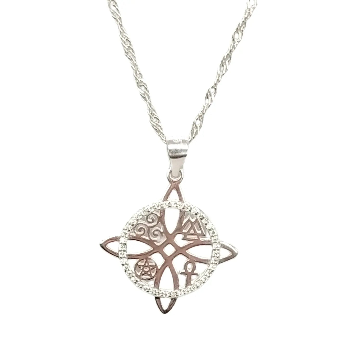 Collar Nudo de Bruja de Plata Italiana con Circón para Protección - Bisutería Lola A
