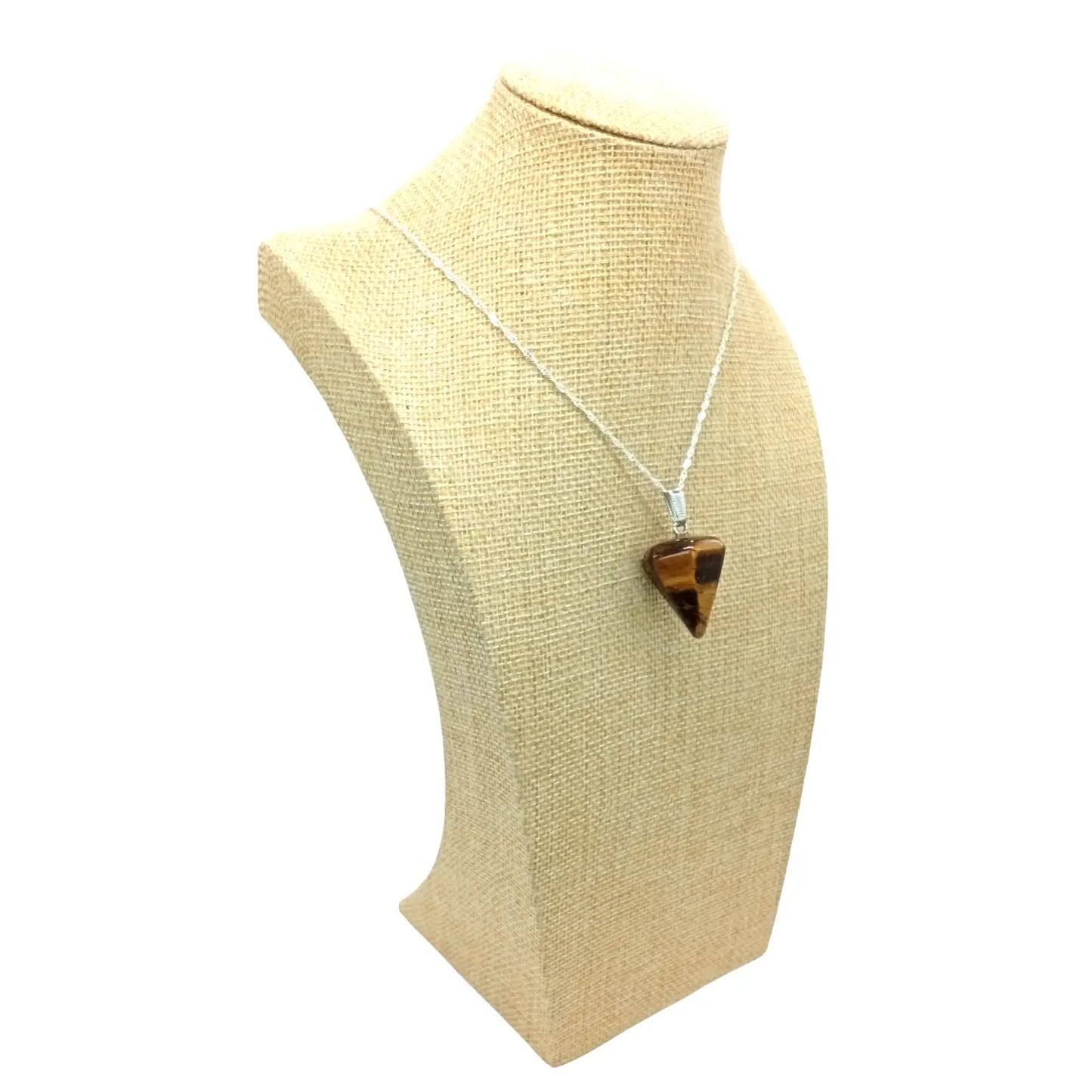 Collar Péndulo de Piedra Natural Ojo de Tigre Cadena de Plata 925 - Bisutería Lola F