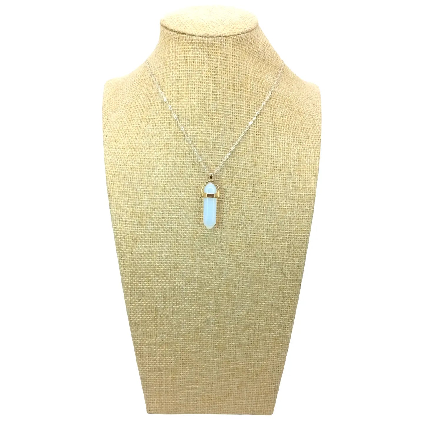 Collar Punta Hexagonal Piedra Luna 3,5 x 10 mms Para Meditar - Bisutería Lola H
