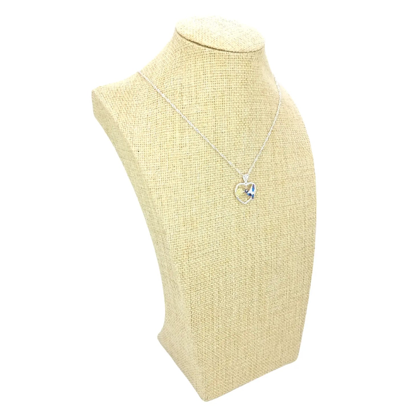 Collar de Plata Corazón Colibrí Zircón y Margarita - Bisutería Lola E
