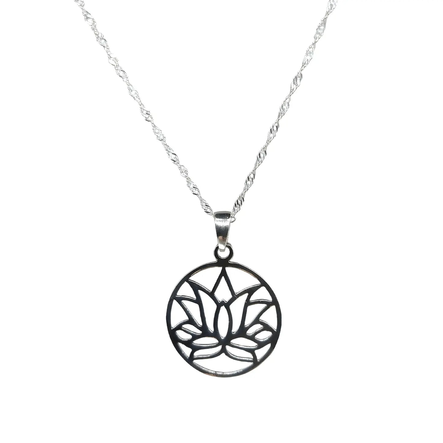 Collar con dije Flor de Loto de Plata - Bisutería Lola A