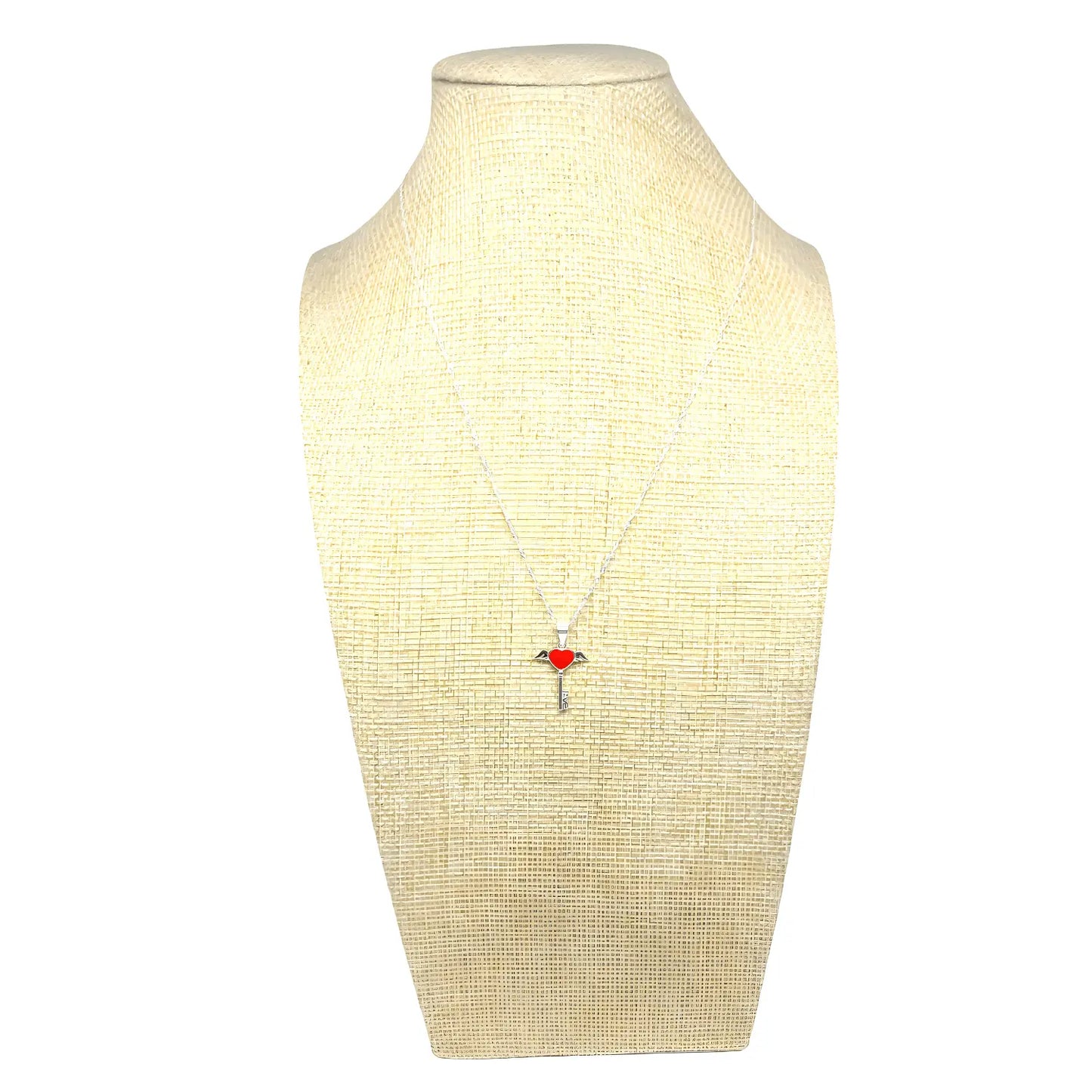 Collar llave con corazón alado de plata - Bisutería Lola C