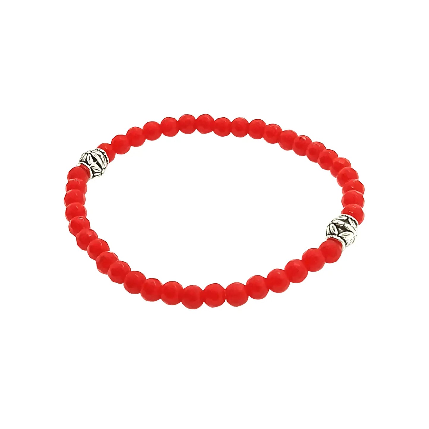 Pulsera Artesanal Ágata Facetada Roja – Piedra Natural de 4mm