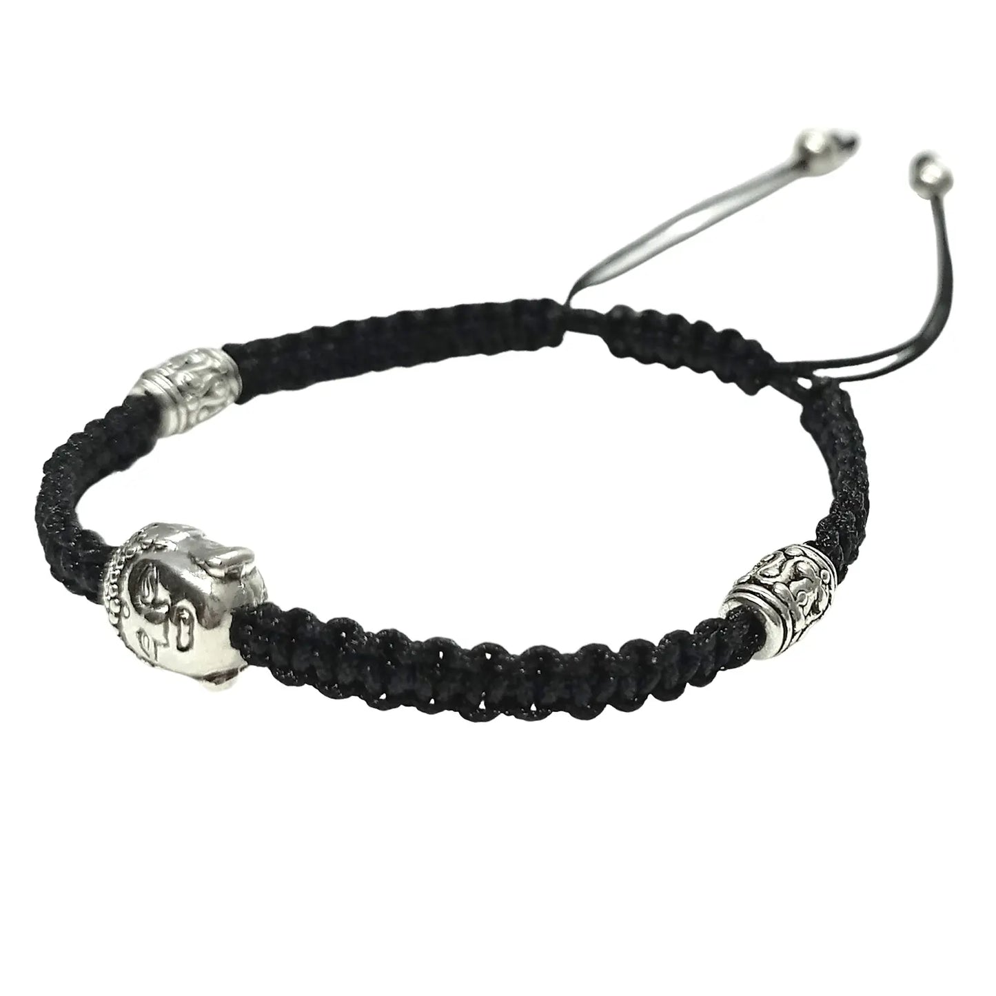 Pulsera Artesanal Hilo Negro con dije de Buda