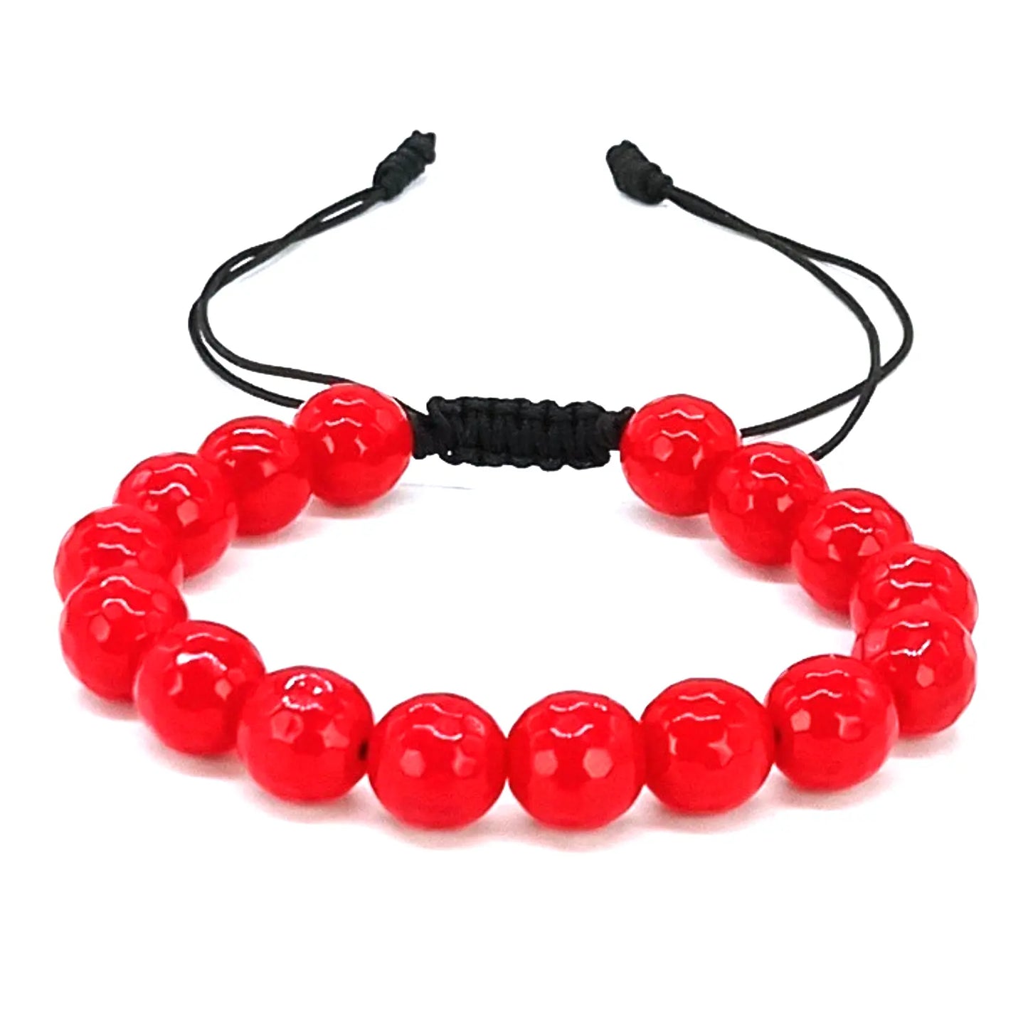 Pulsera Ágata Facetada Ajustable Piedra Original Roja - Bisutería Lola A