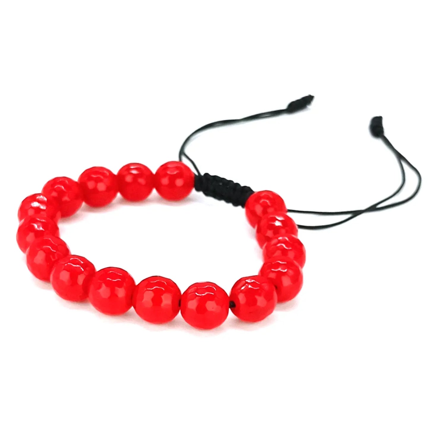 Pulsera Ágata Facetada Ajustable Piedra Original Roja - Bisutería Lola B