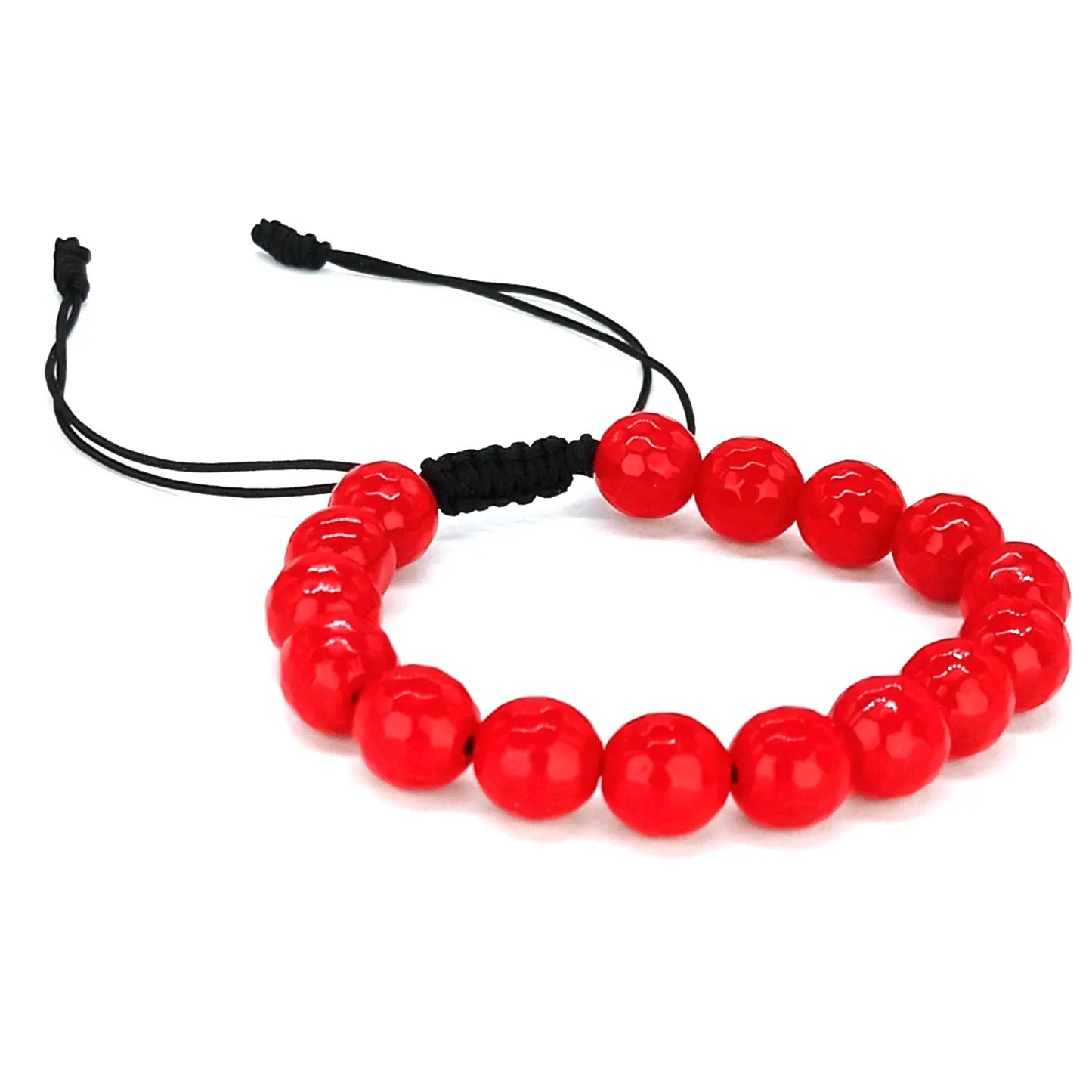 Pulsera Ágata Facetada Ajustable Piedra Original Roja - Bisutería Lola D