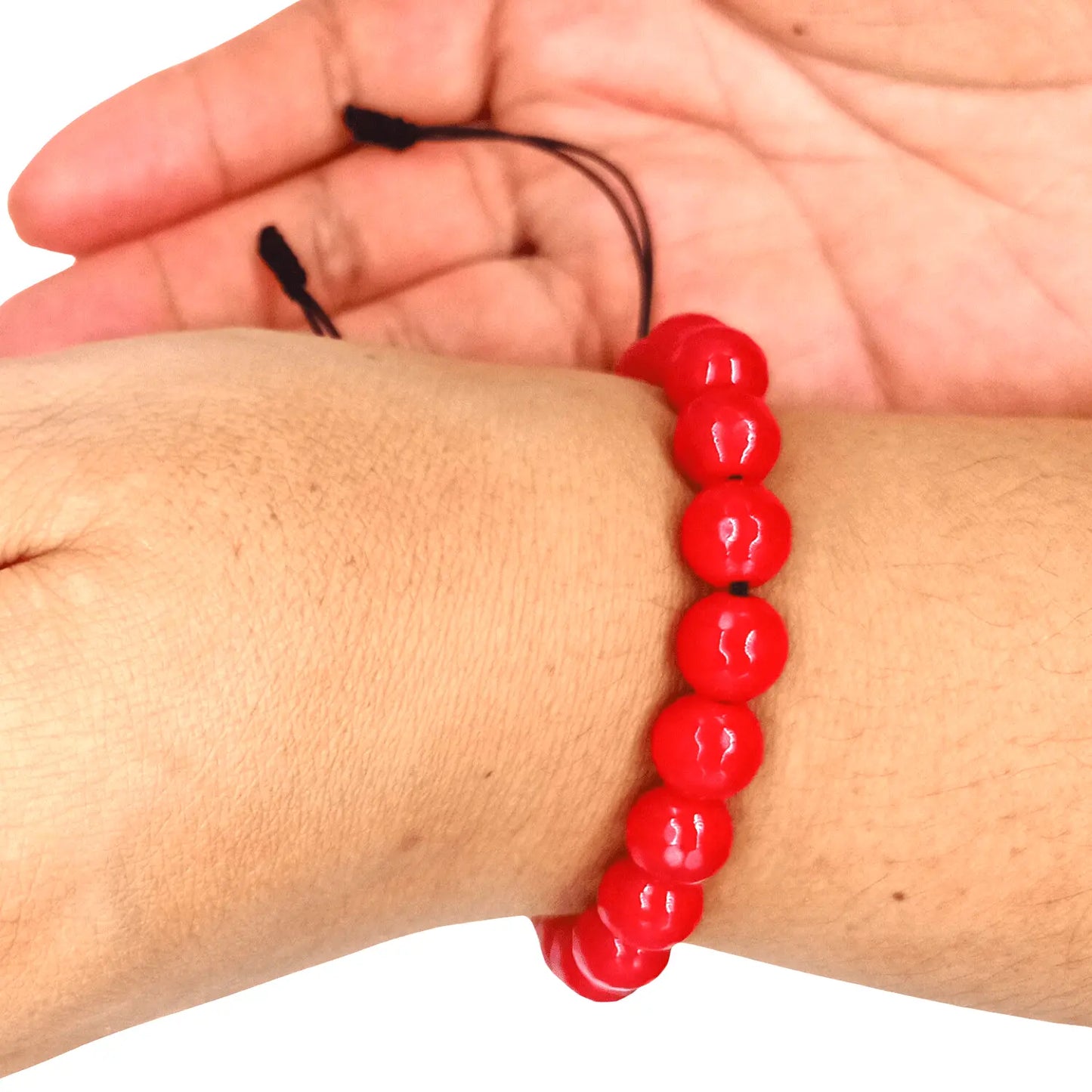 Pulsera Ágata Facetada Ajustable Piedra Original Roja - Bisutería Lola C