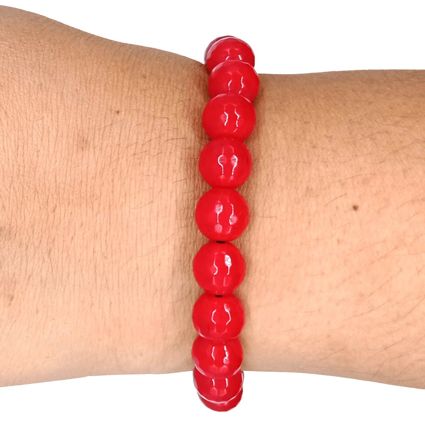 Pulsera Ágata Facetada Ajustable Piedra Original Roja - Bisutería Lola E